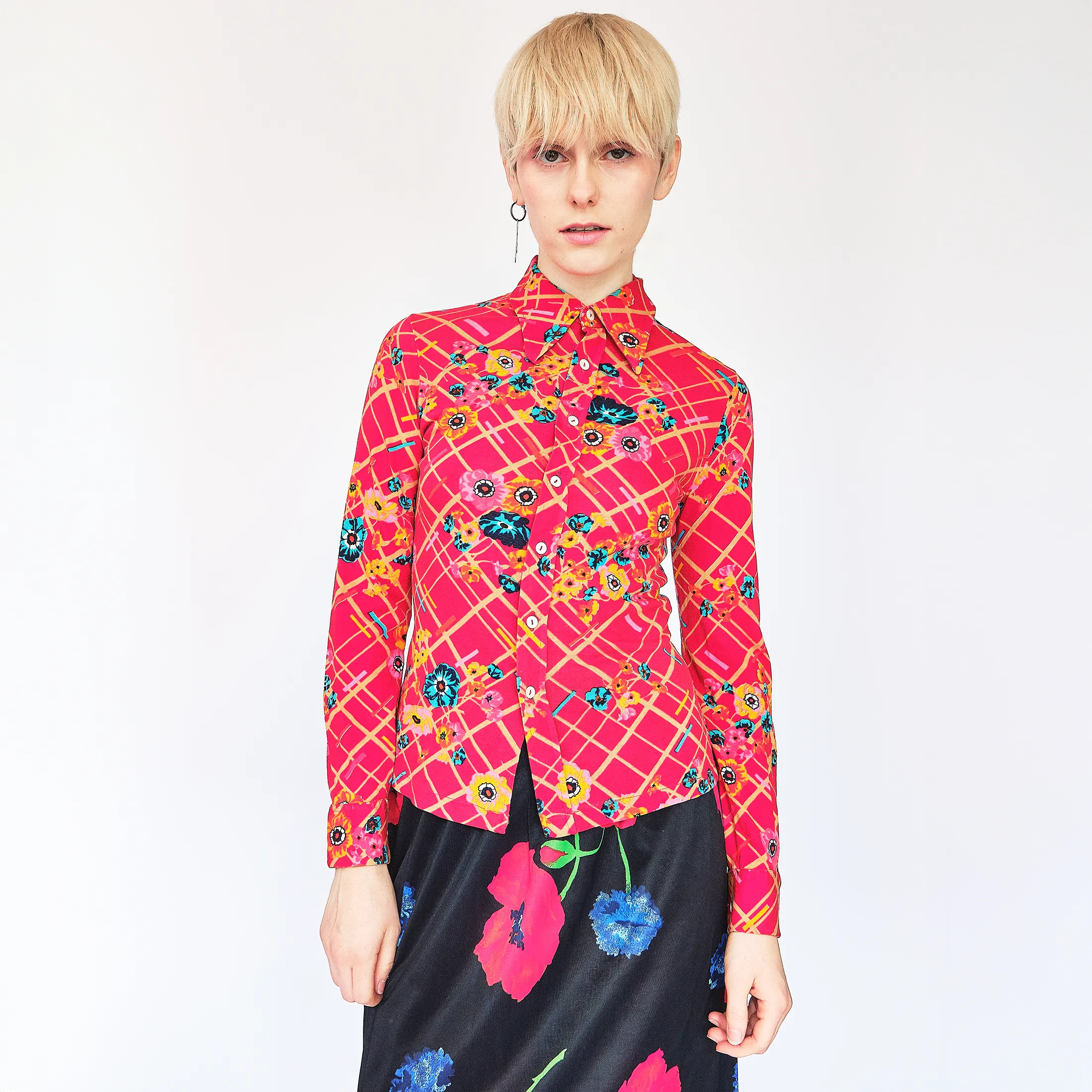 1970s/80s Saks Fifth Avenue Poppy Print Nylon Maxi Skirt – Size 2/4 - Image 9