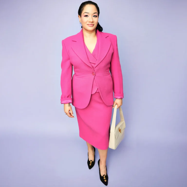 Late 1990s Emporio Armani Fuchsia Wool 3-Piece Skirt Suit – Size 12