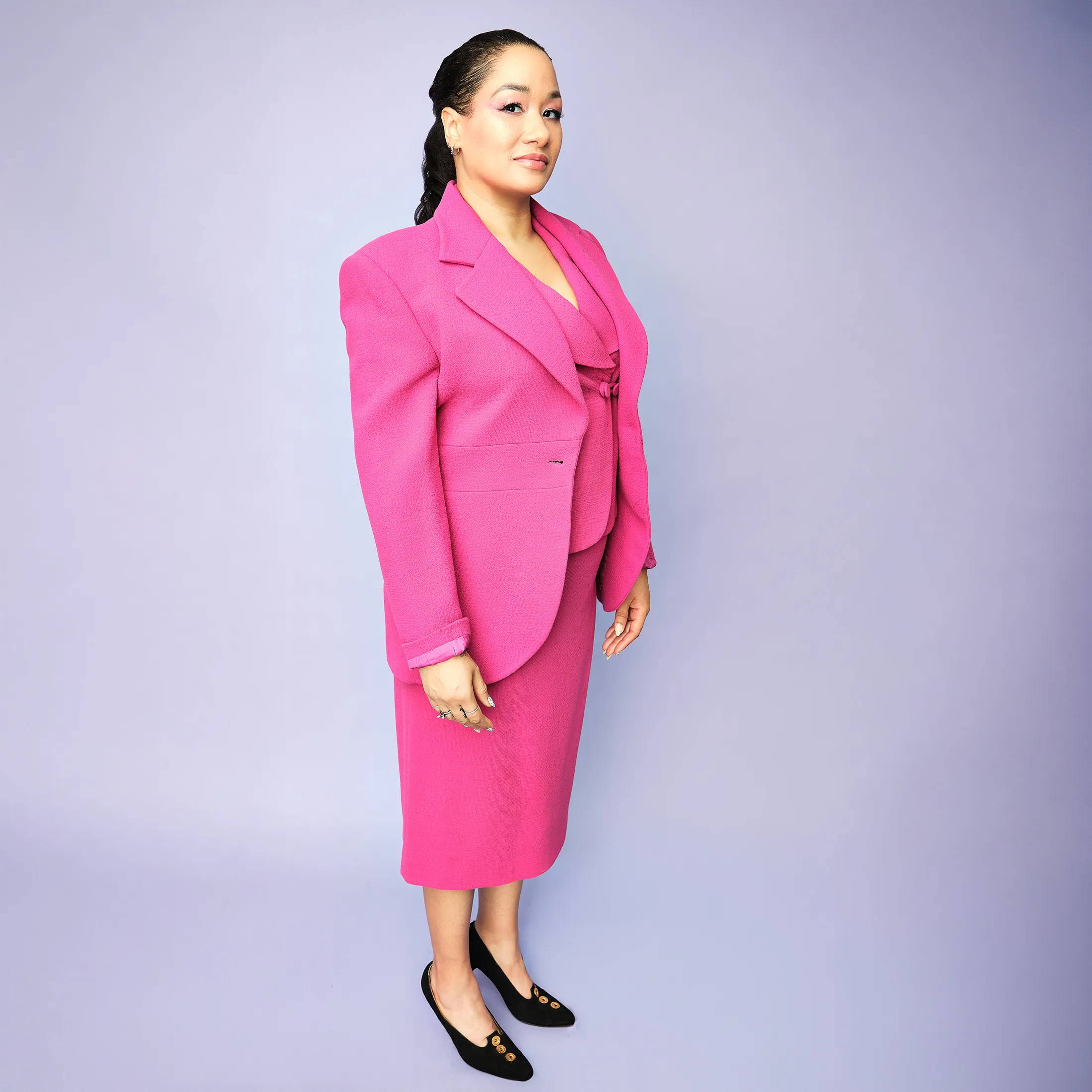 Late 1990s Emporio Armani Fuchsia Wool 3-Piece Skirt Suit – Size 12 - Image 10