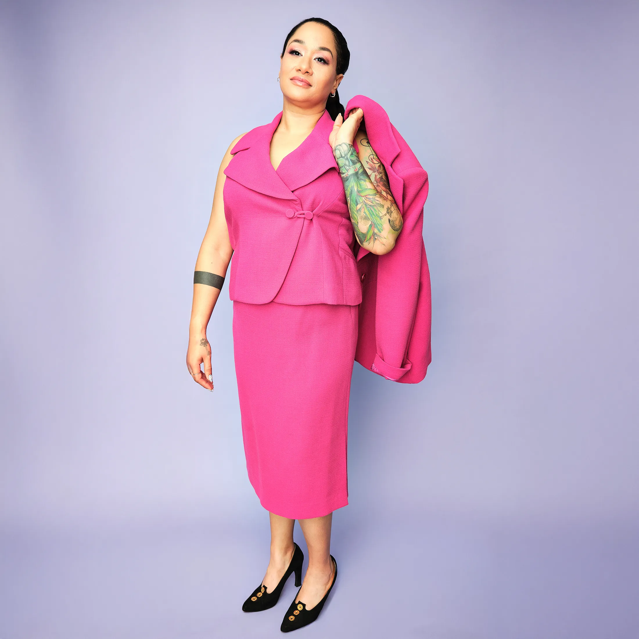 Late 1990s Emporio Armani Fuchsia Wool 3-Piece Skirt Suit – Size 12 - Image 8