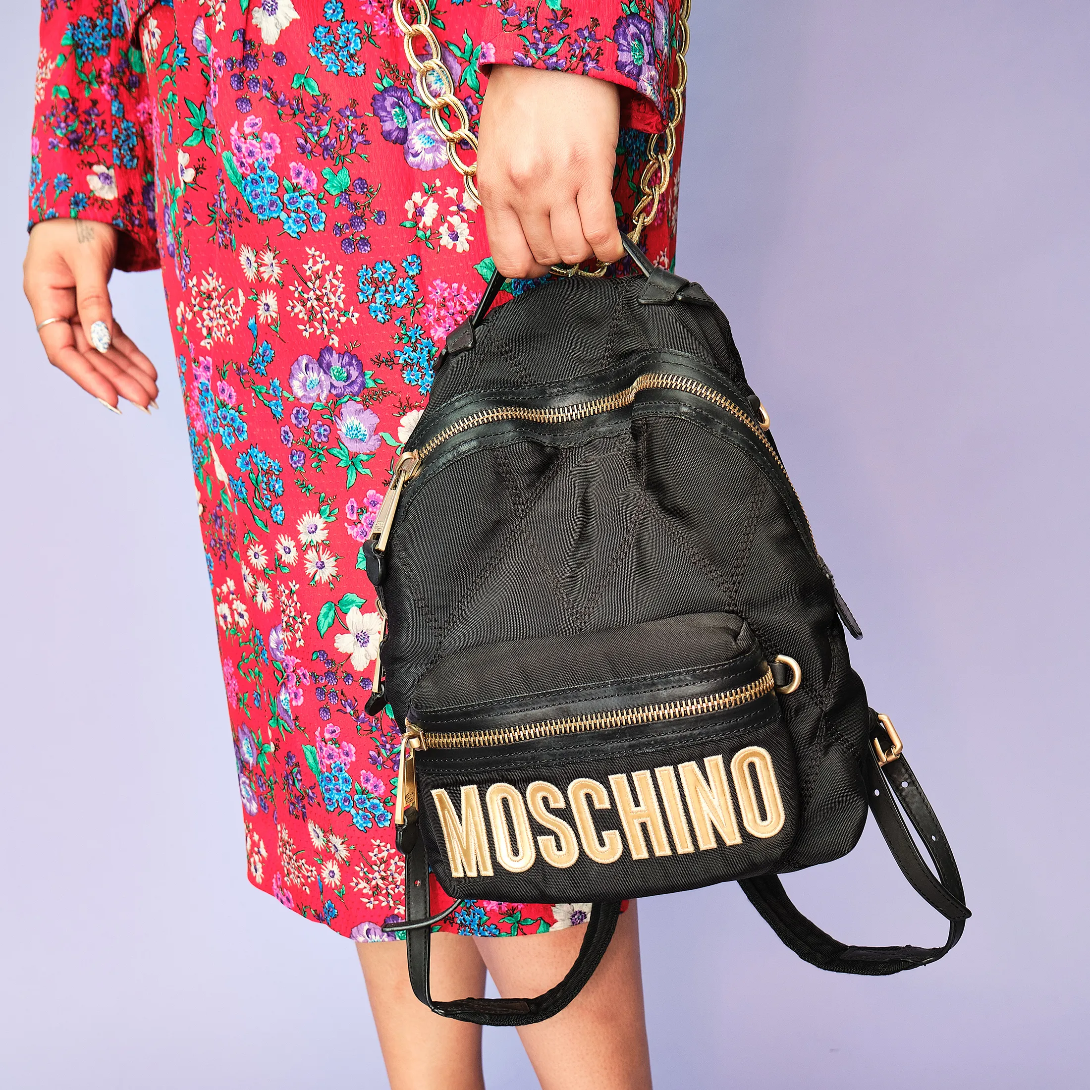 2020s Moschino quilted nylon logo backpack