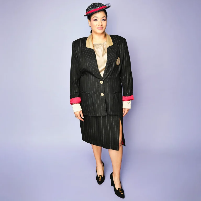 1990s Criscione Wool & Lamé Leather Crest 2-Piece Suit – Size 12