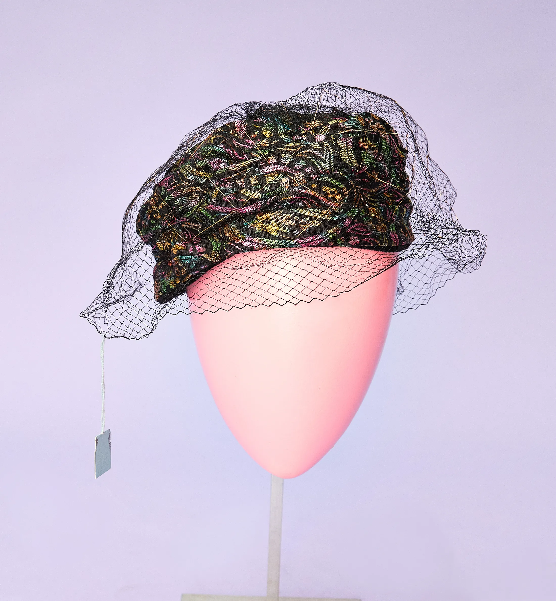 1960s Odette Mode brocade veiled hat