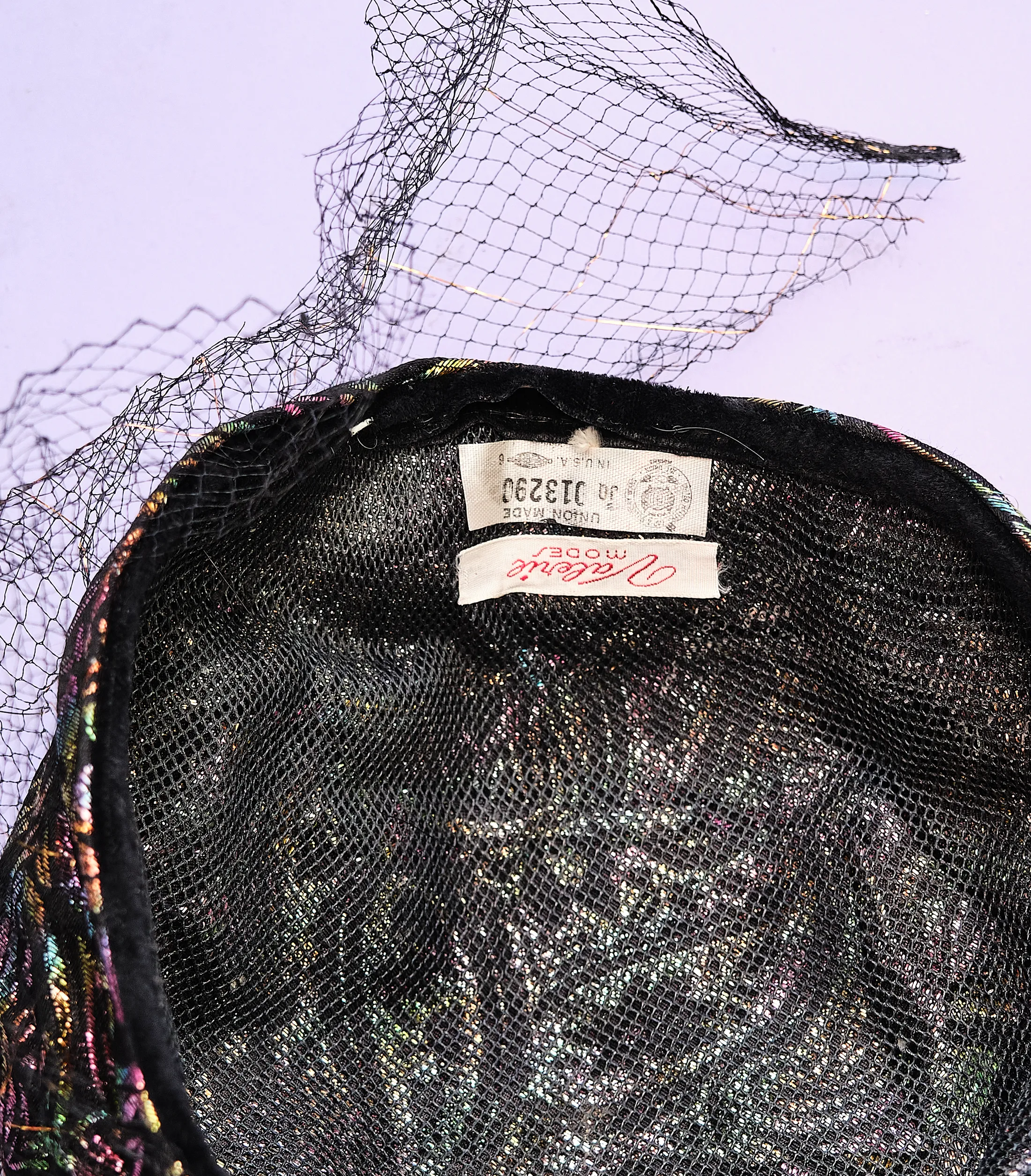 1960s Odette Mode Brocade Veiled Hat – One Size - Image 3