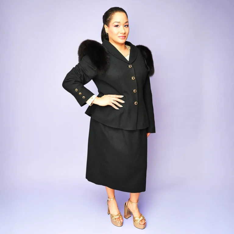 1980s/90s Lilli Ann Wool & Fox Fur Skirt Suit – Size 12