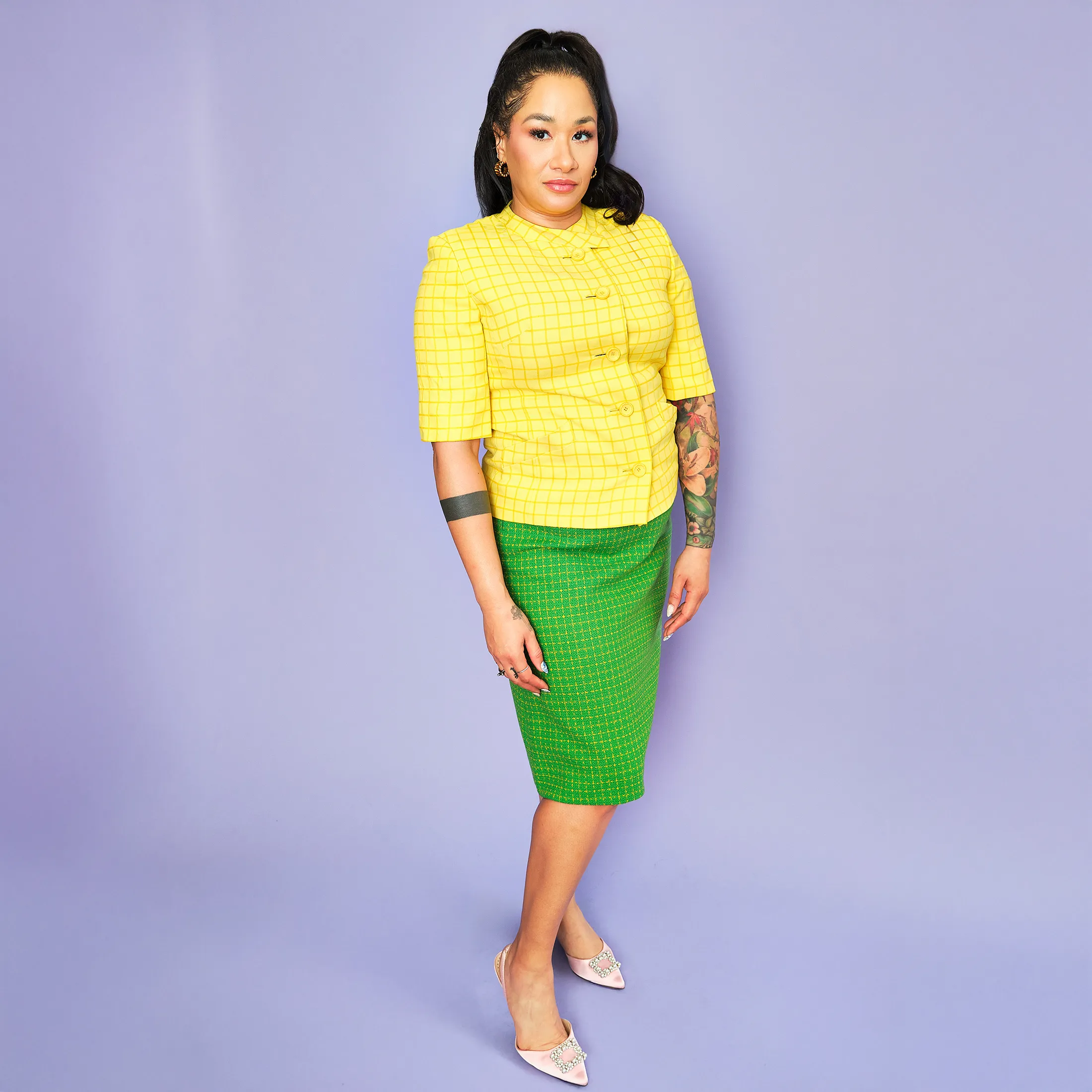 1960s Stanley Nelson Grid Wool Top – Size S/M - Image 2