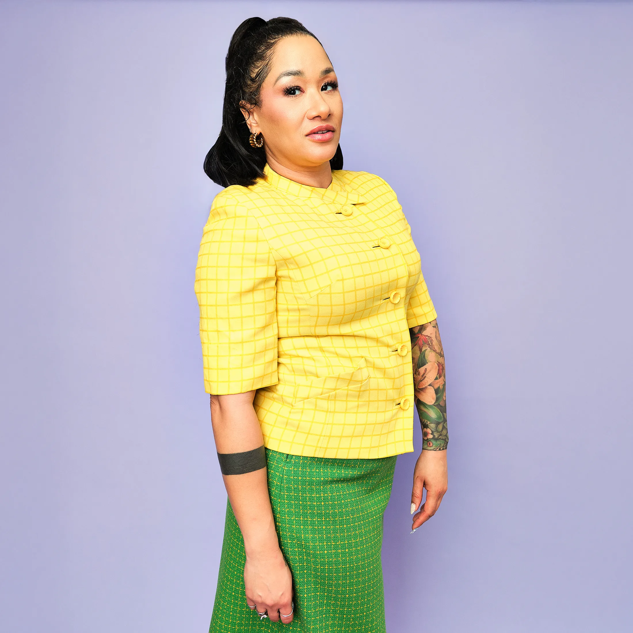 1960s Stanley Nelson Grid Wool Top – Size S/M - Image 4