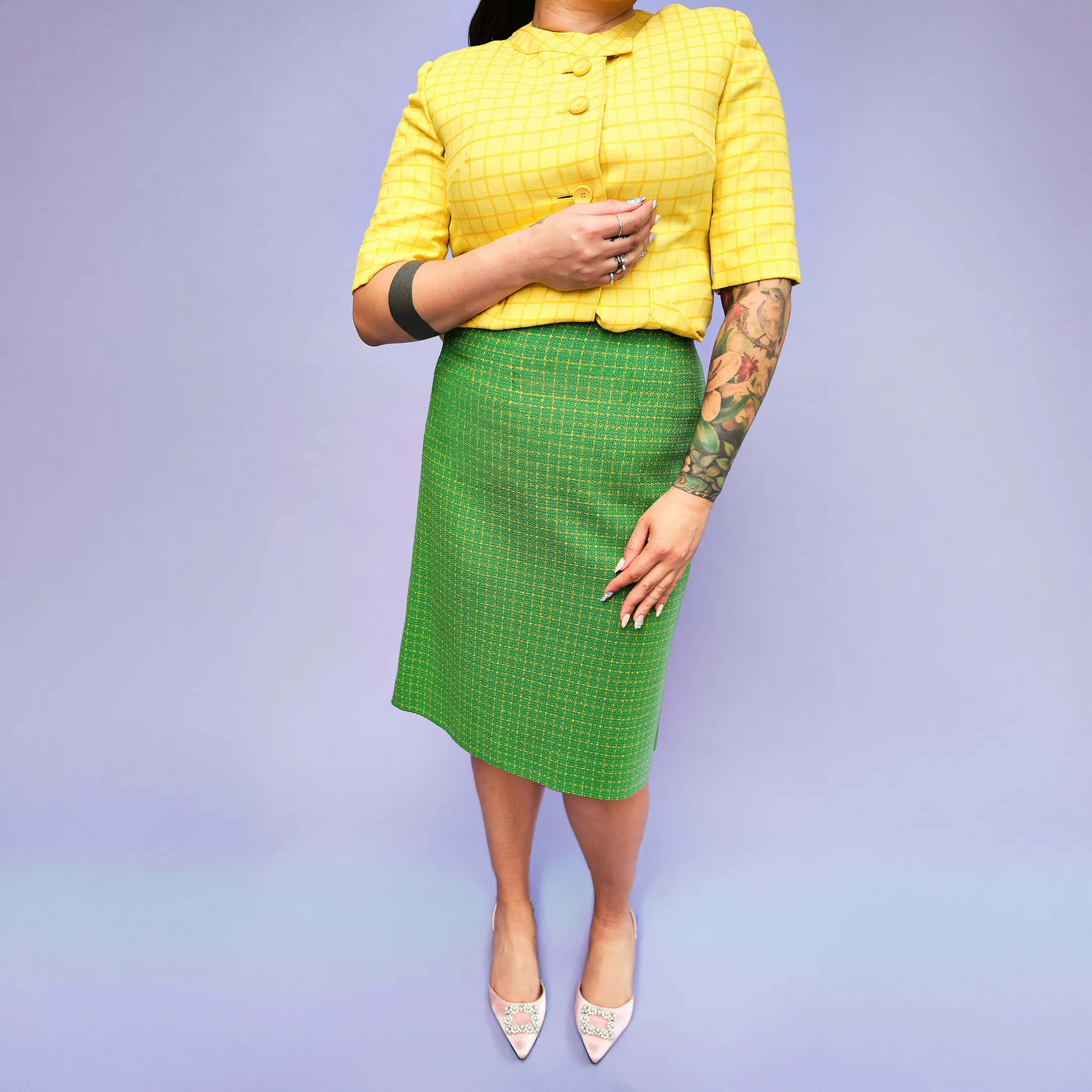 1960s Stanley Nelson Grid Wool Top – Size S/M - Image 8