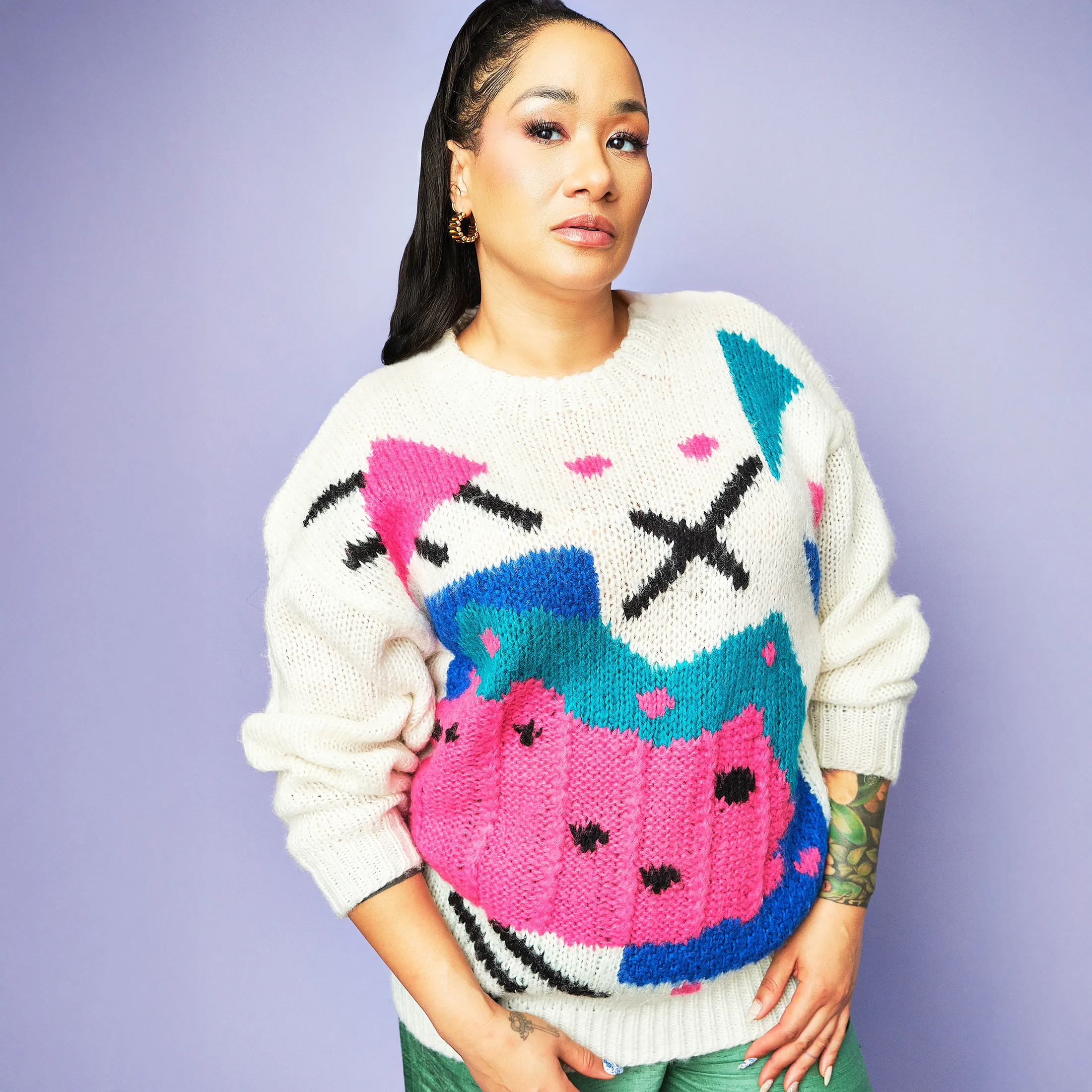 1980s LOIDI Angora Blend Graphic Pullover – Size L/XL