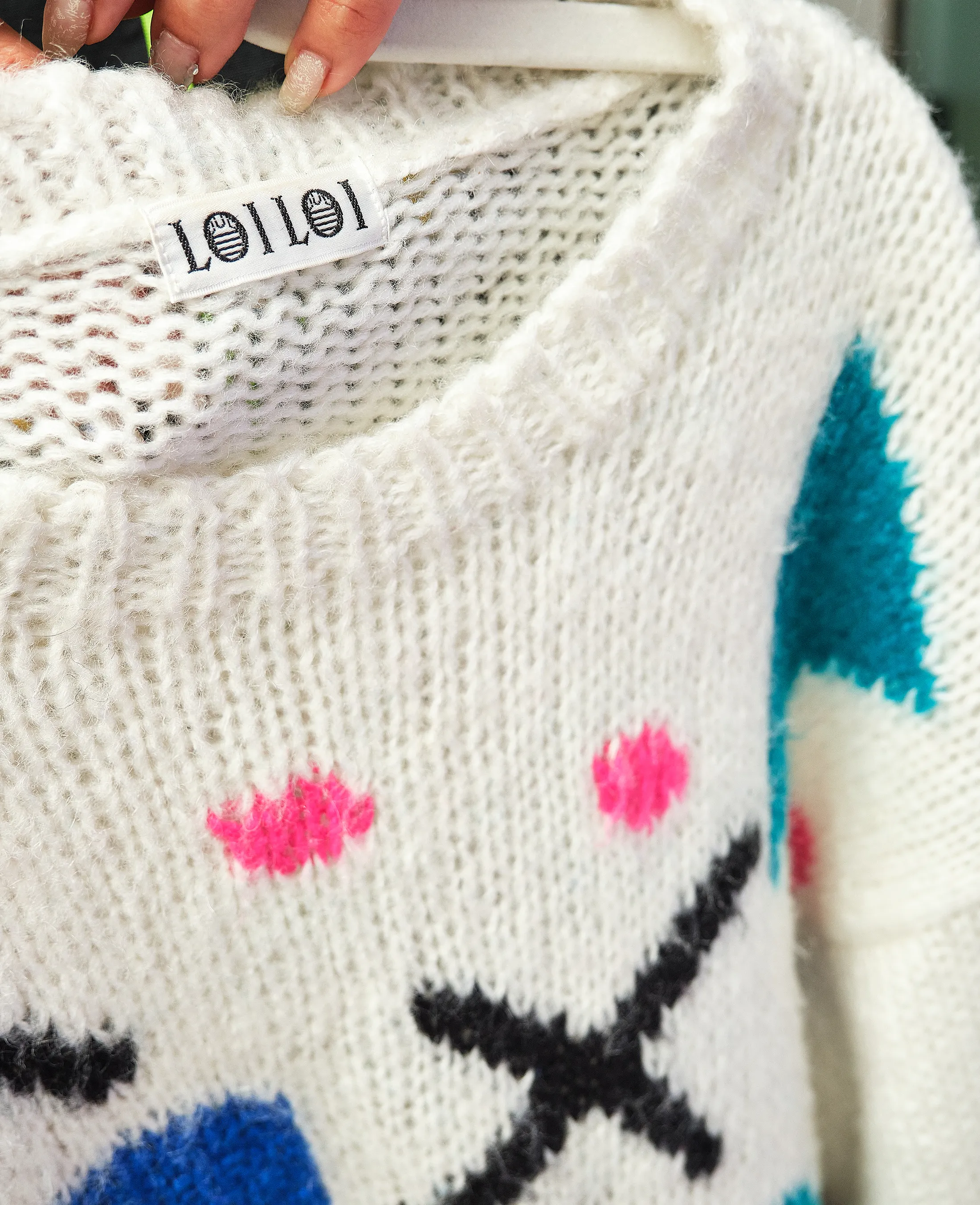 1980s LOIDI Angora Blend Graphic Pullover – Size L/XL - Image 3