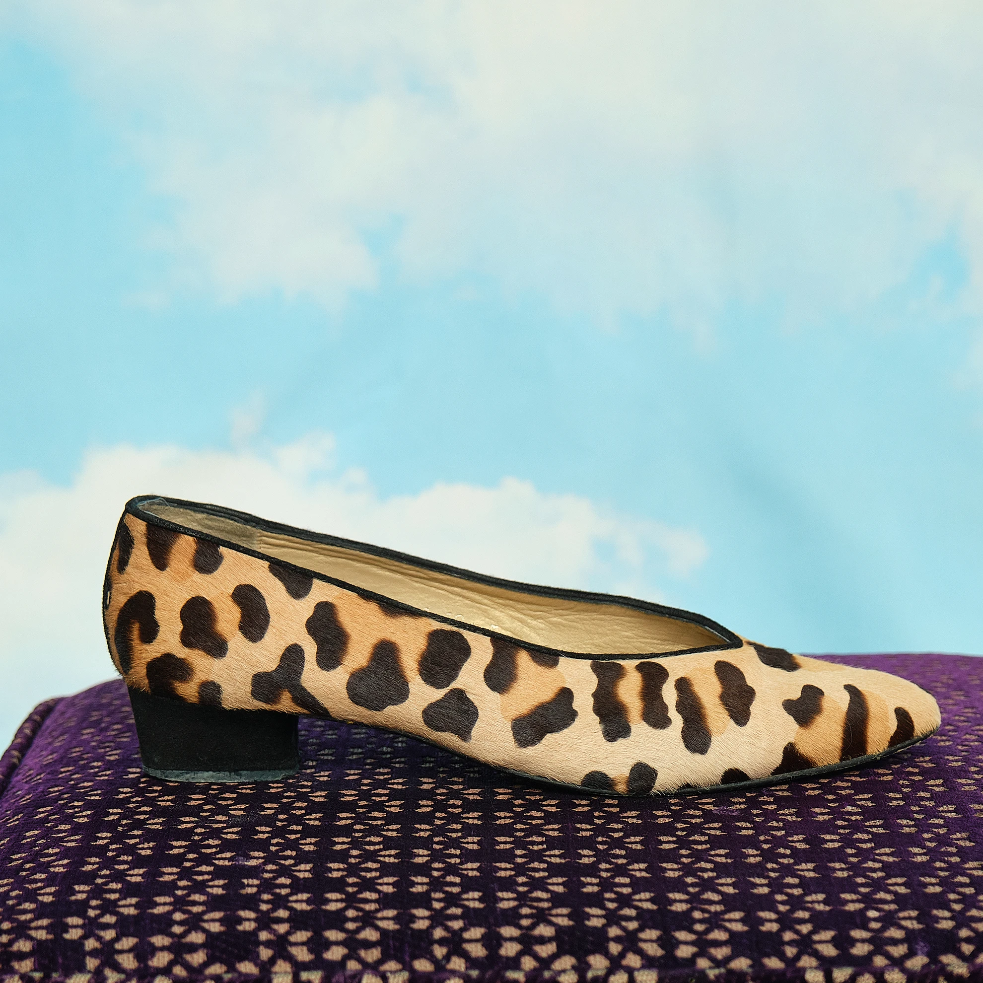 1980s Norma B Leopard-Print Hair-On Low-Heel Pumps, Size Unmarked - Image 3