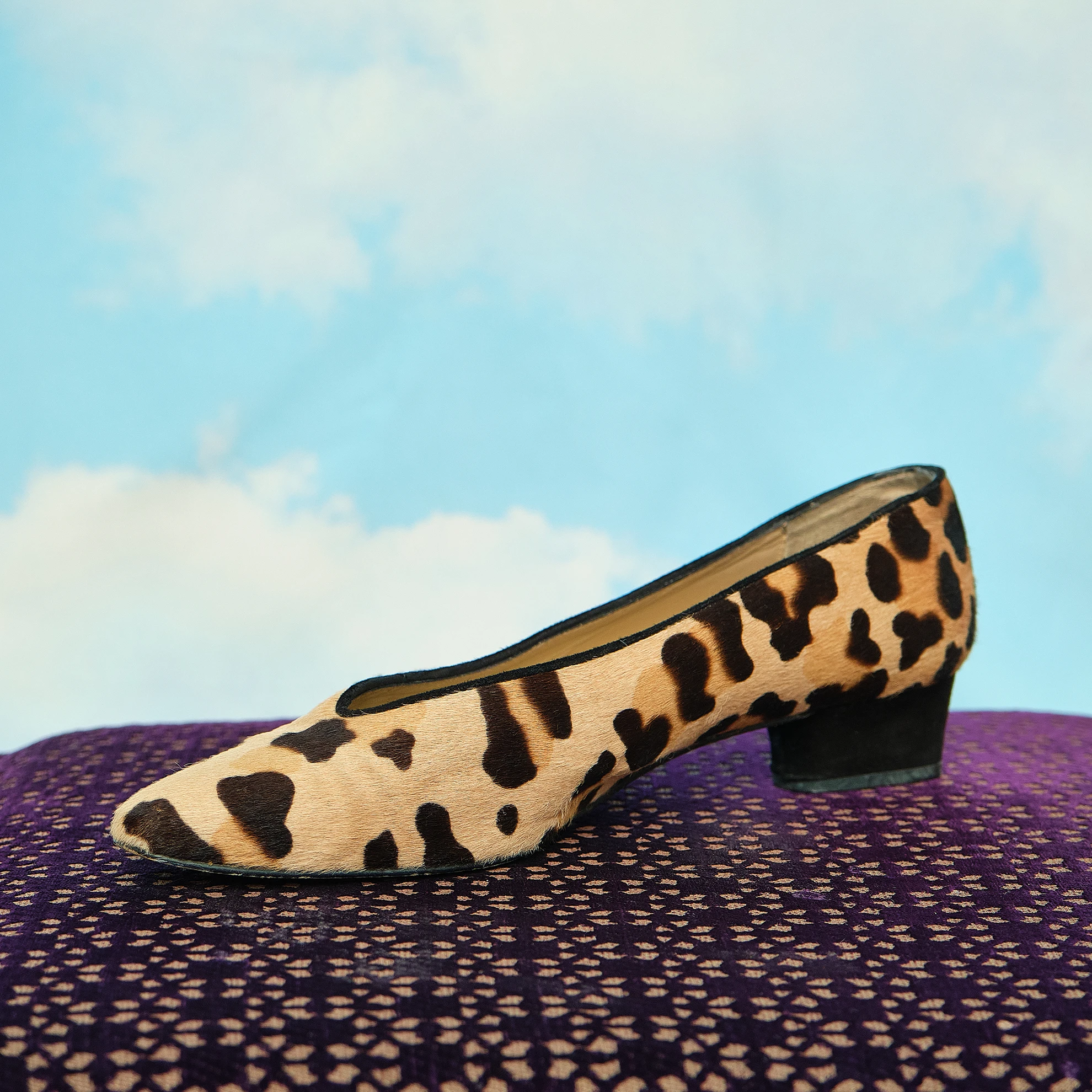 1980s Norma B Leopard-Print Hair-On Low-Heel Pumps, Size Unmarked - Image 6