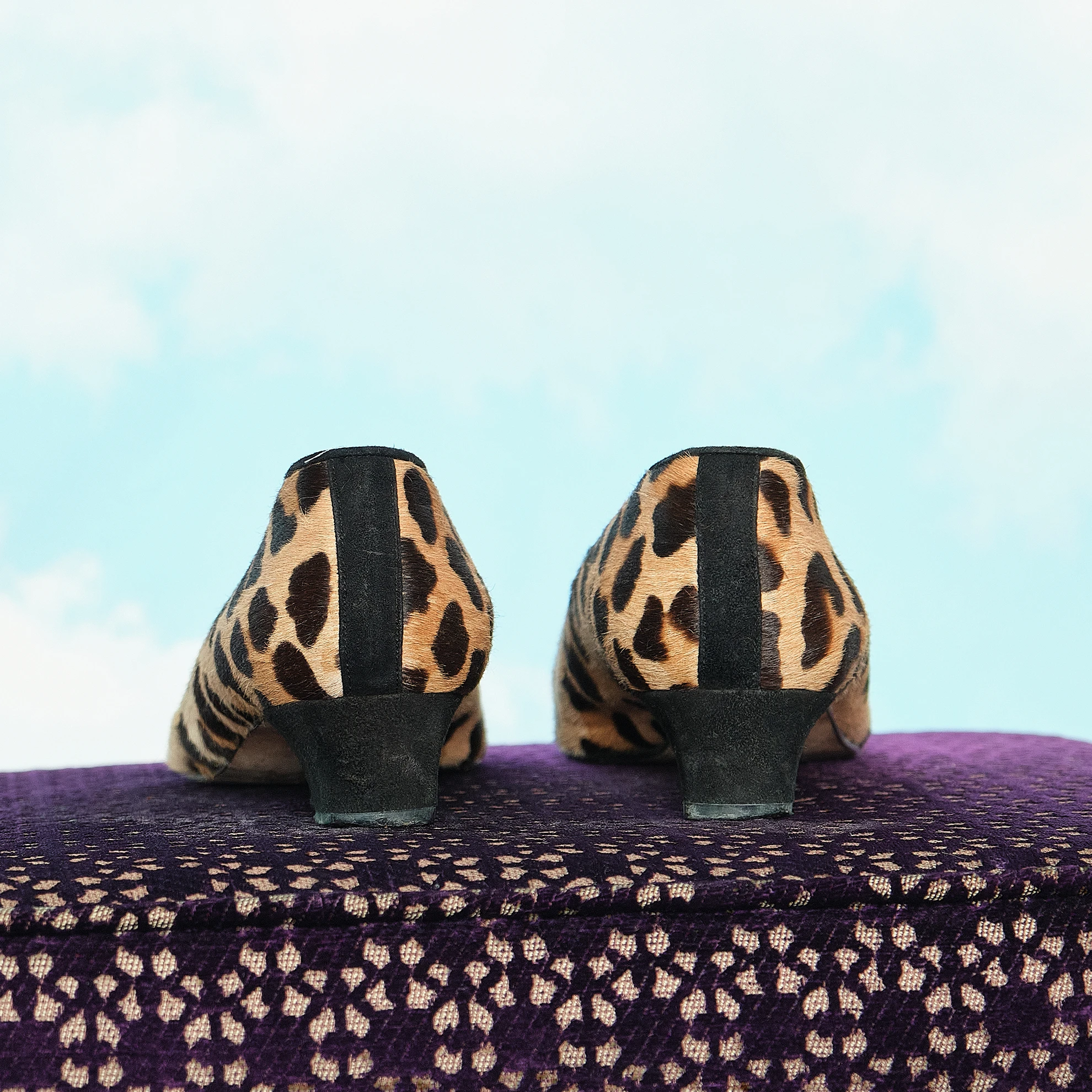 1980s Norma B Leopard-Print Hair-On Low-Heel Pumps, Size Unmarked - Image 5