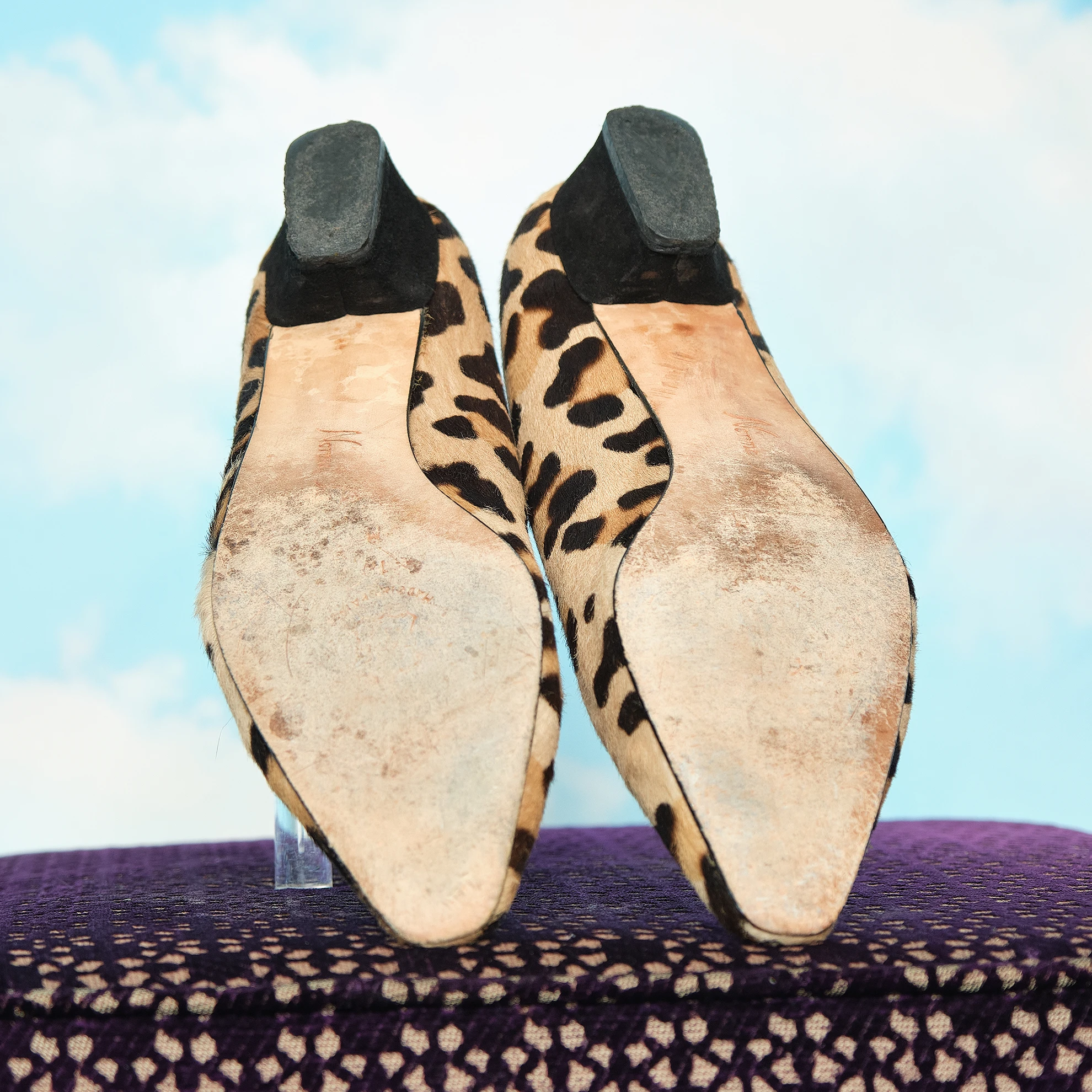 1980s Norma B Leopard-Print Hair-On Low-Heel Pumps, Size Unmarked - Image 4