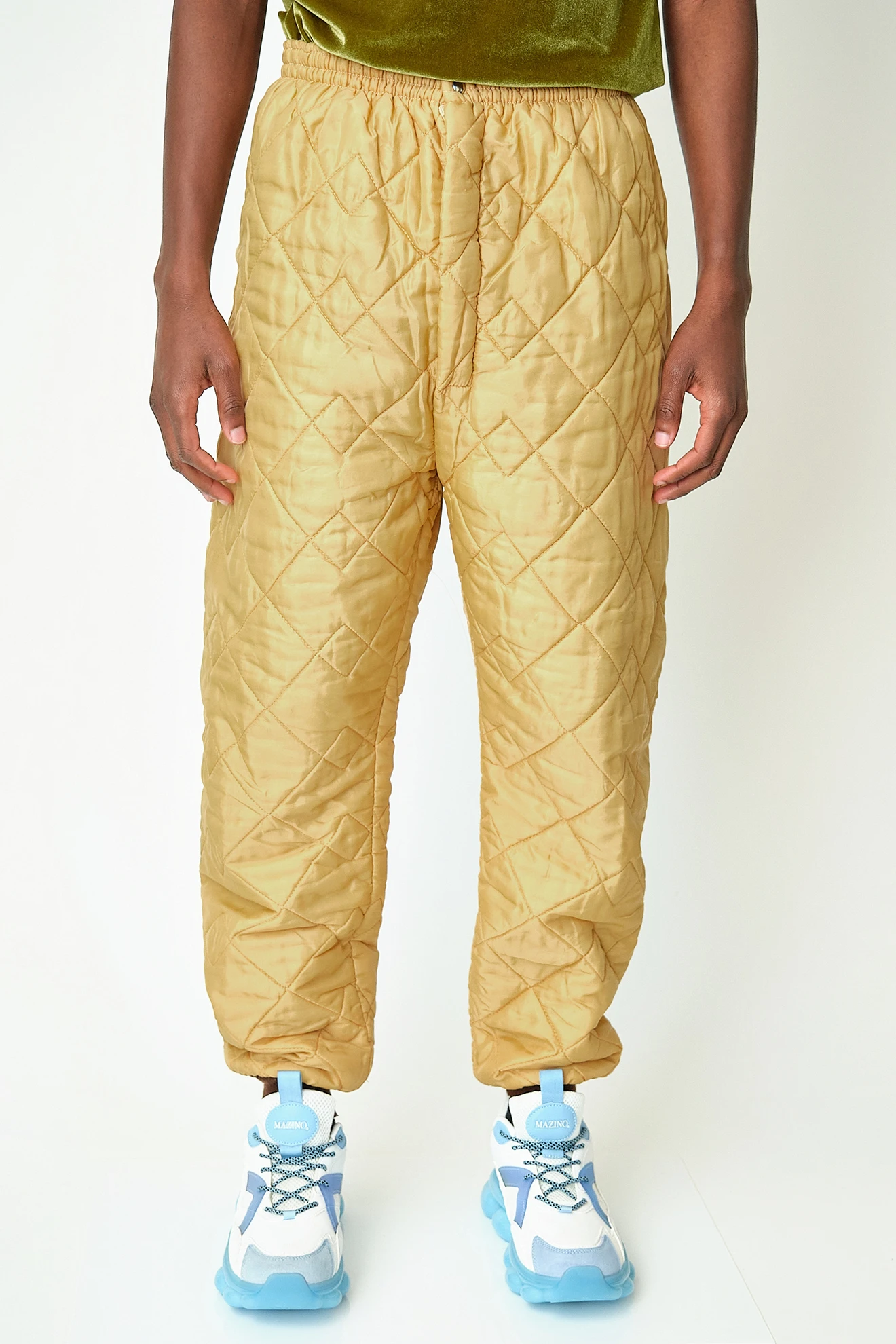 Vintage Gold Quilted Thermal Liner Pants, Modern Men’s M/L