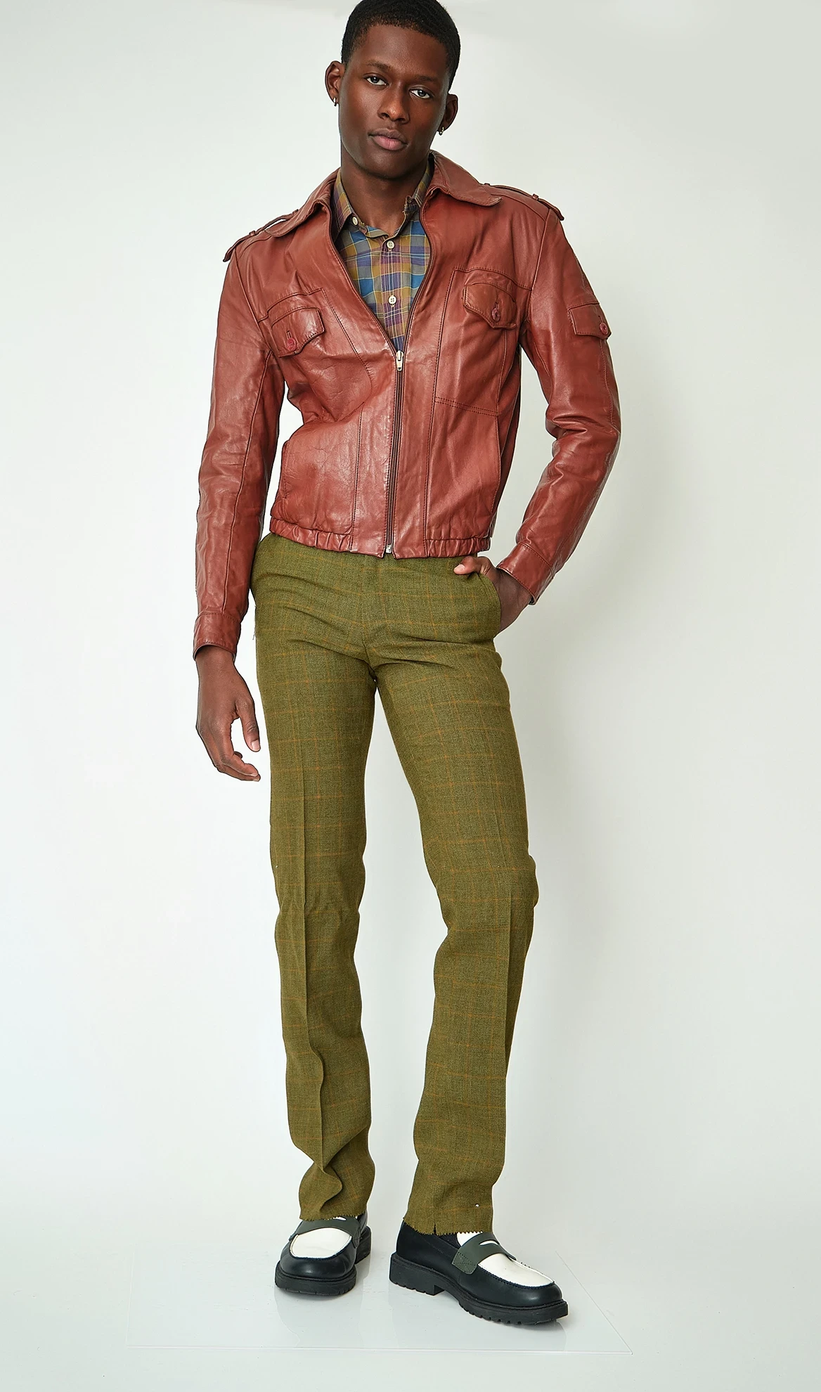 Late 1970s/Early 1980s Rust Brown Leather Military-Inspired Jacket, Modern Unisex S - Image 6