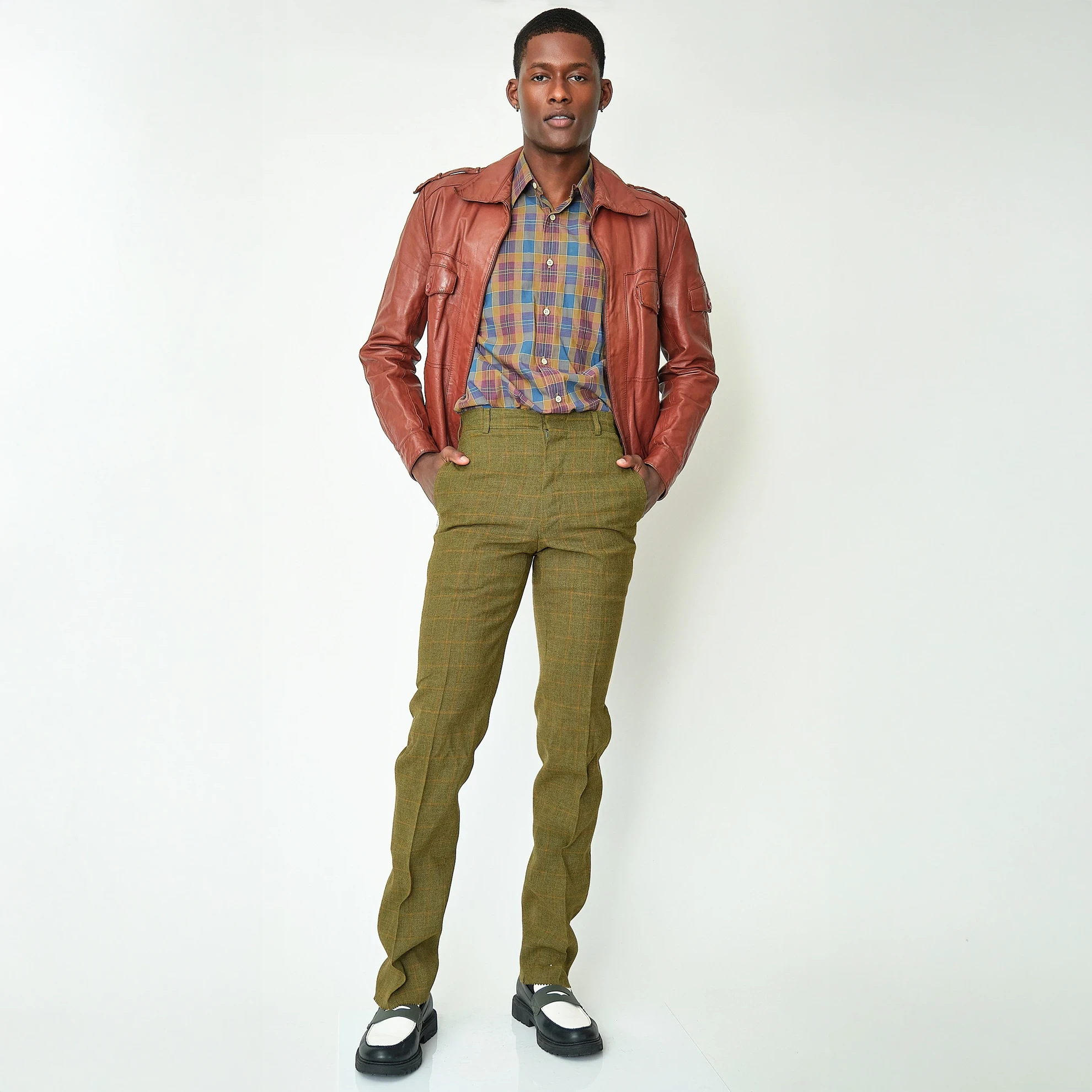 Late 1970s/Early 1980s Rust Brown Leather Military-Inspired Jacket, Modern Unisex S - Image 4