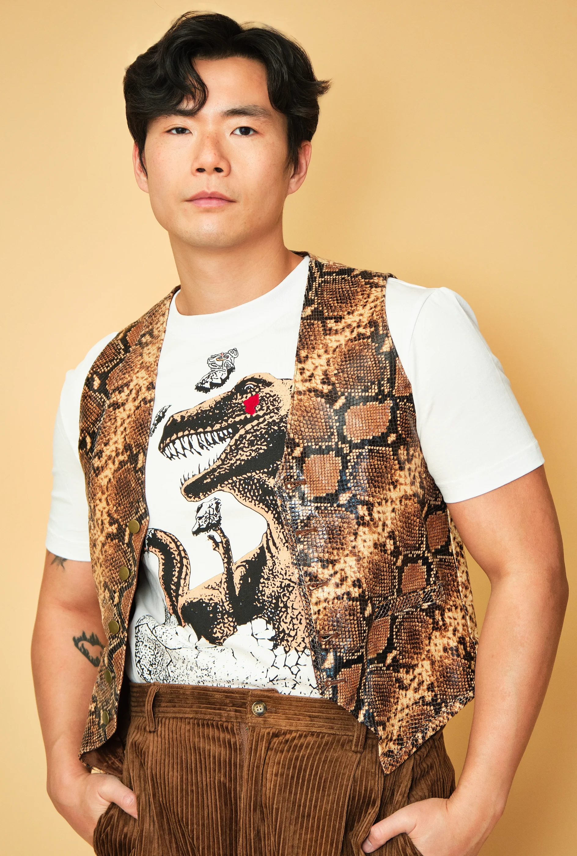 2020s Theophilio Solace AW21 Snakeskin-Print Cropped Vest – Modern Men’s S/M - Image 2