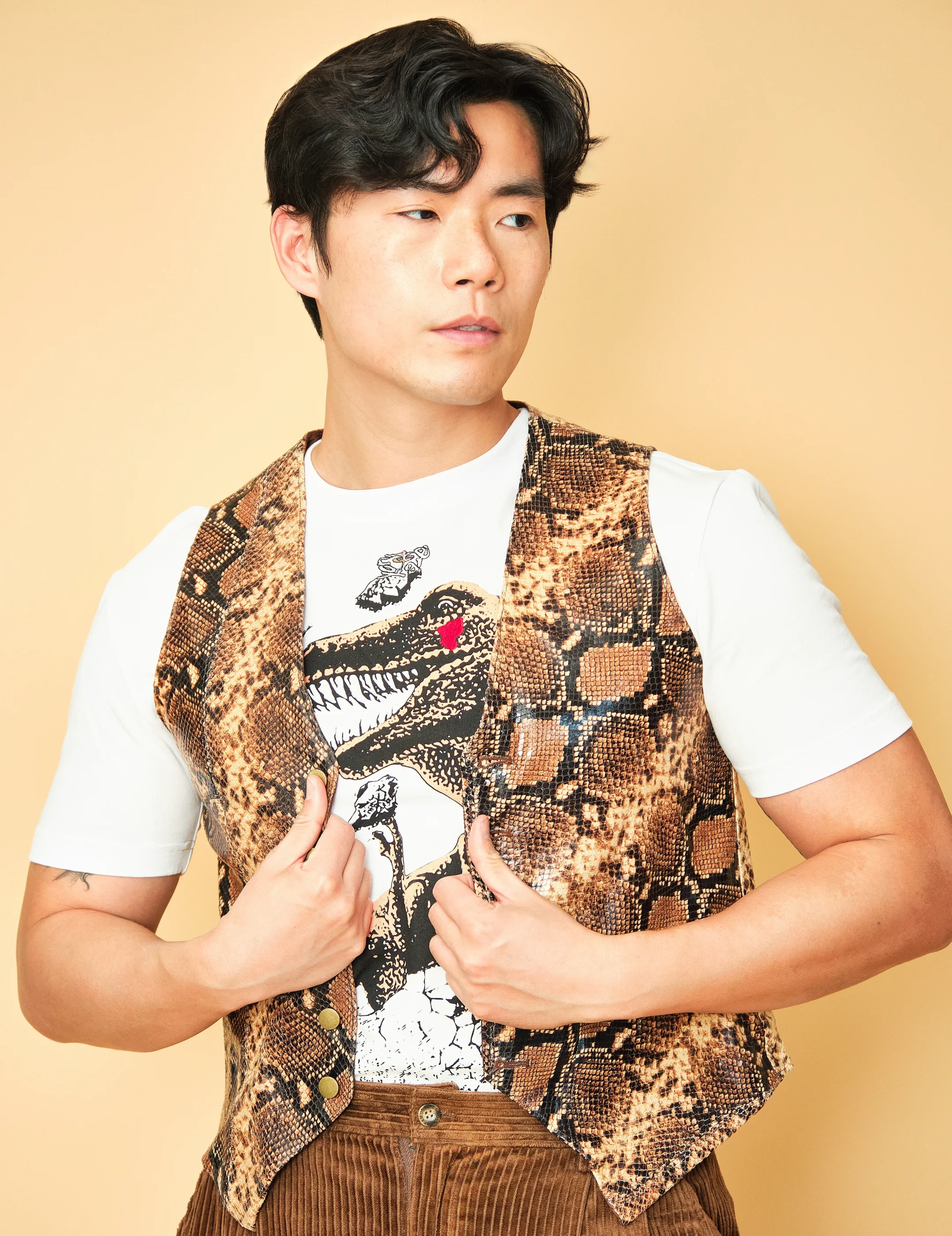 2020s Theophilio Solace AW21 Snakeskin-Print Cropped Vest – Modern Men’s S/M - Image 8