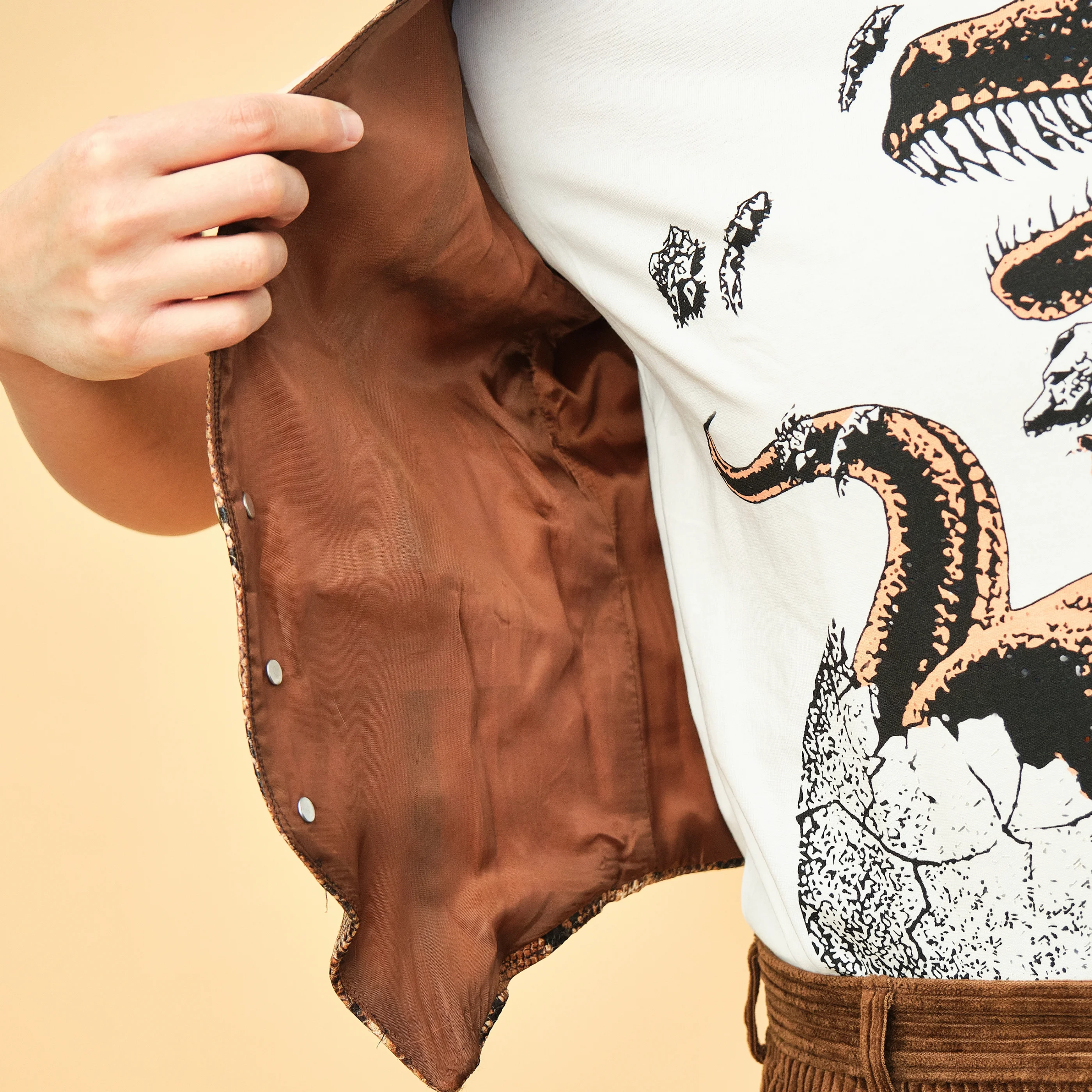 2020s Theophilio Solace AW21 Snakeskin-Print Cropped Vest – Modern Men’s S/M - Image 4