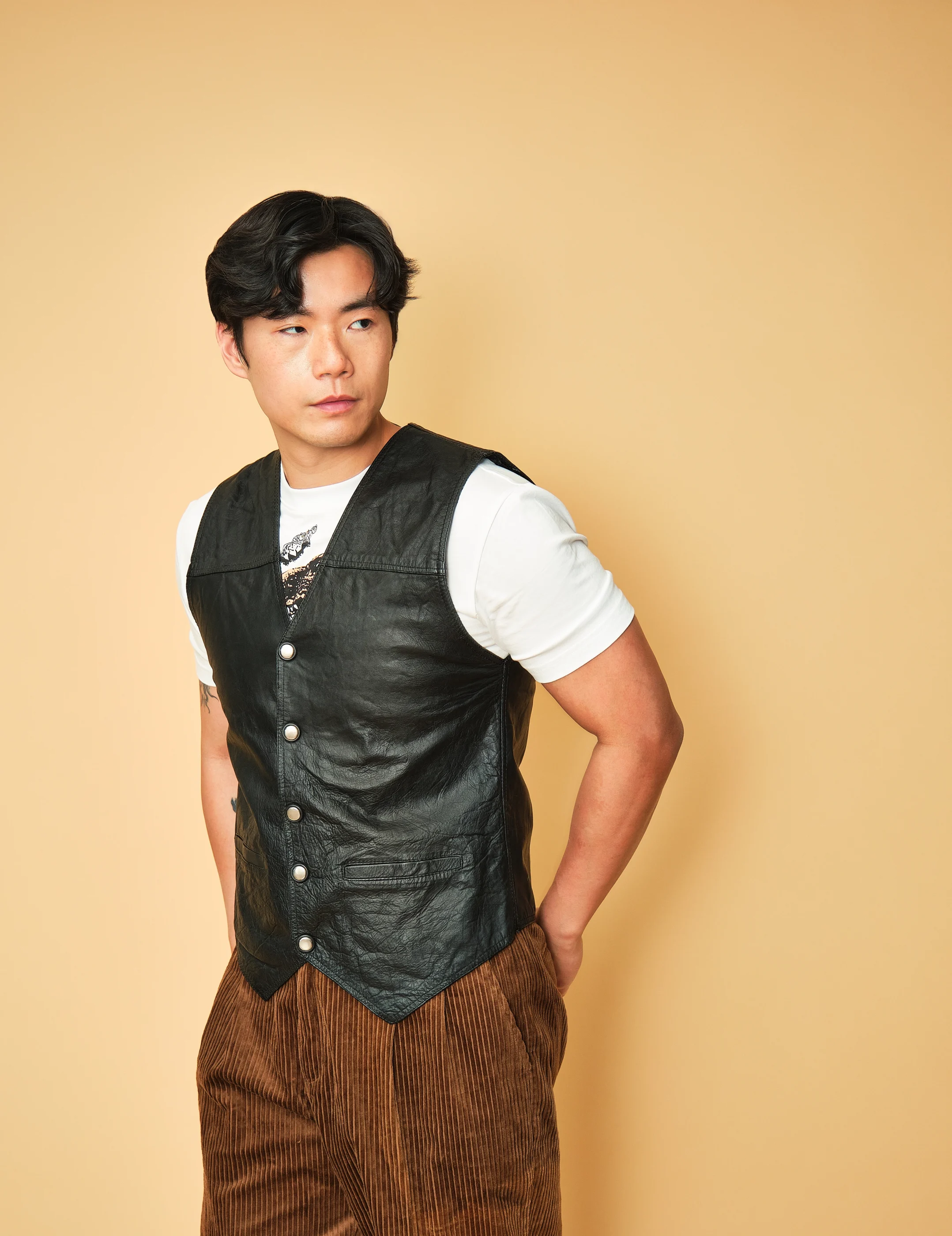 Vintage Jofama Black Leather Snap-Front Vest – Men’s M - Image 8
