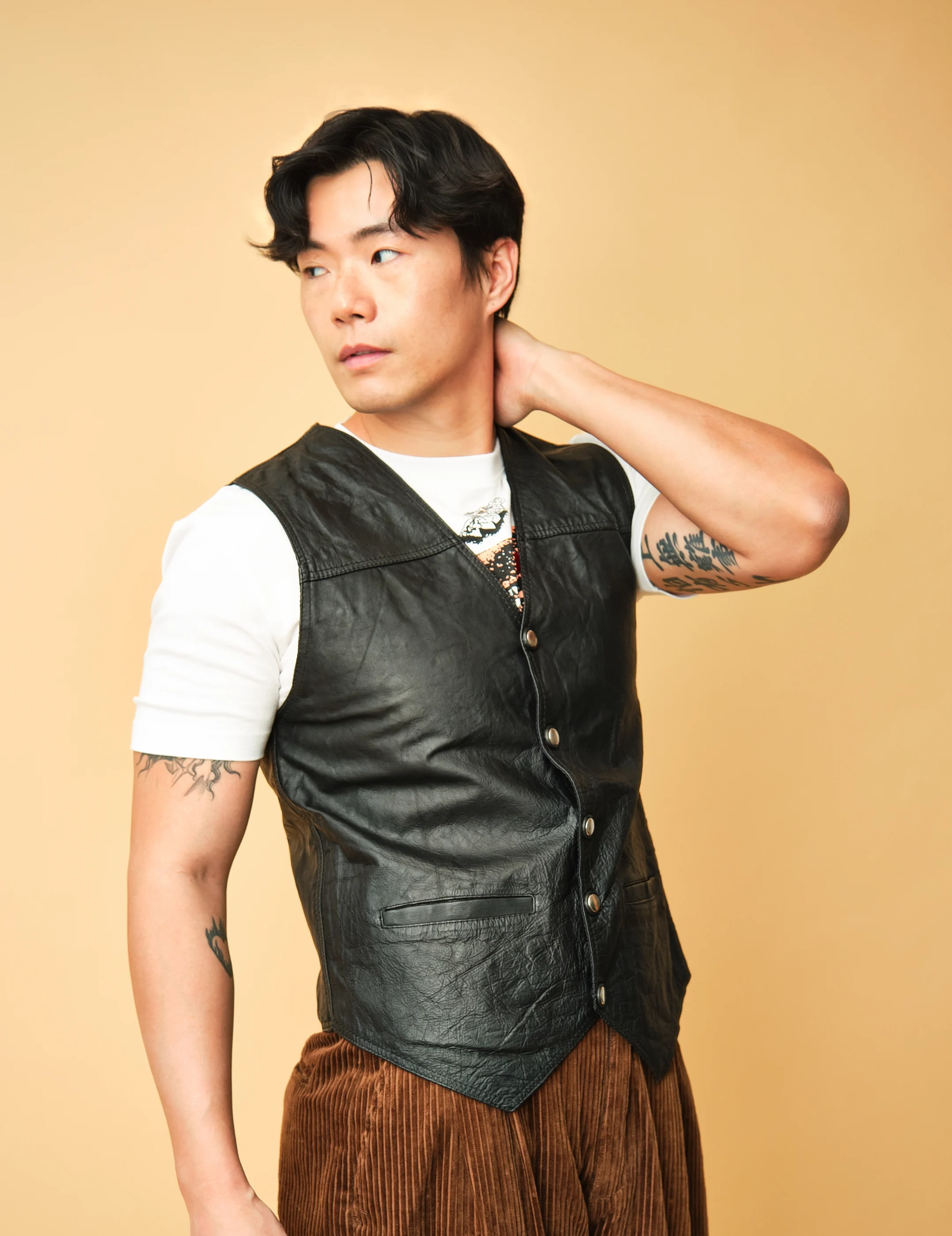 Vintage Jofama Black Leather Snap-Front Vest – Men’s M - Image 7