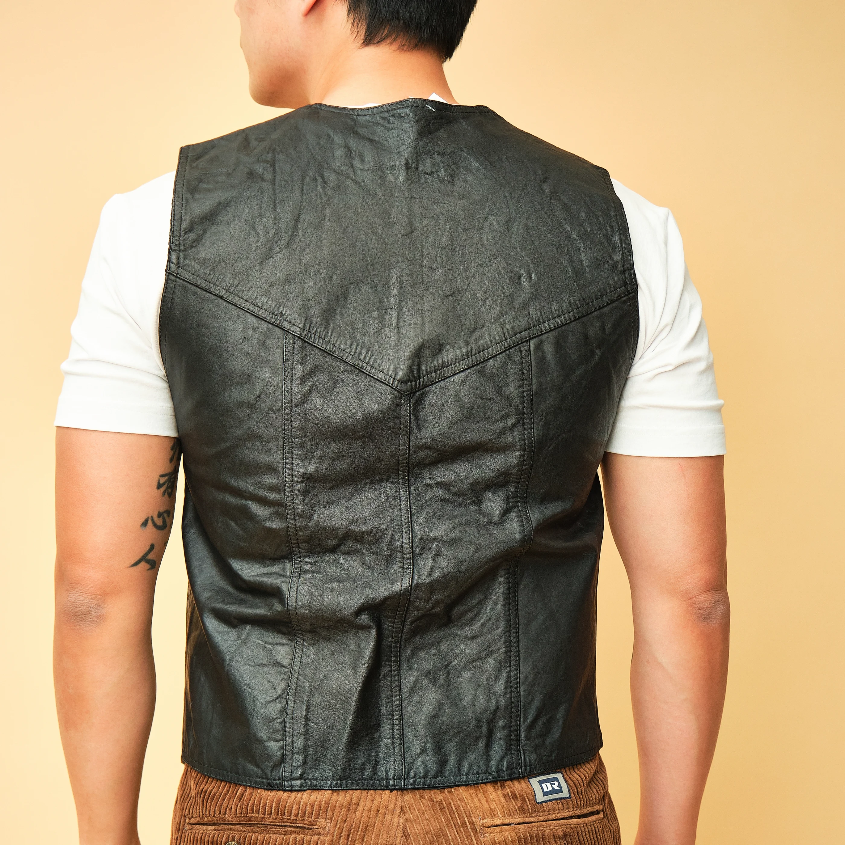 Vintage Jofama Black Leather Snap-Front Vest – Men’s M - Image 2
