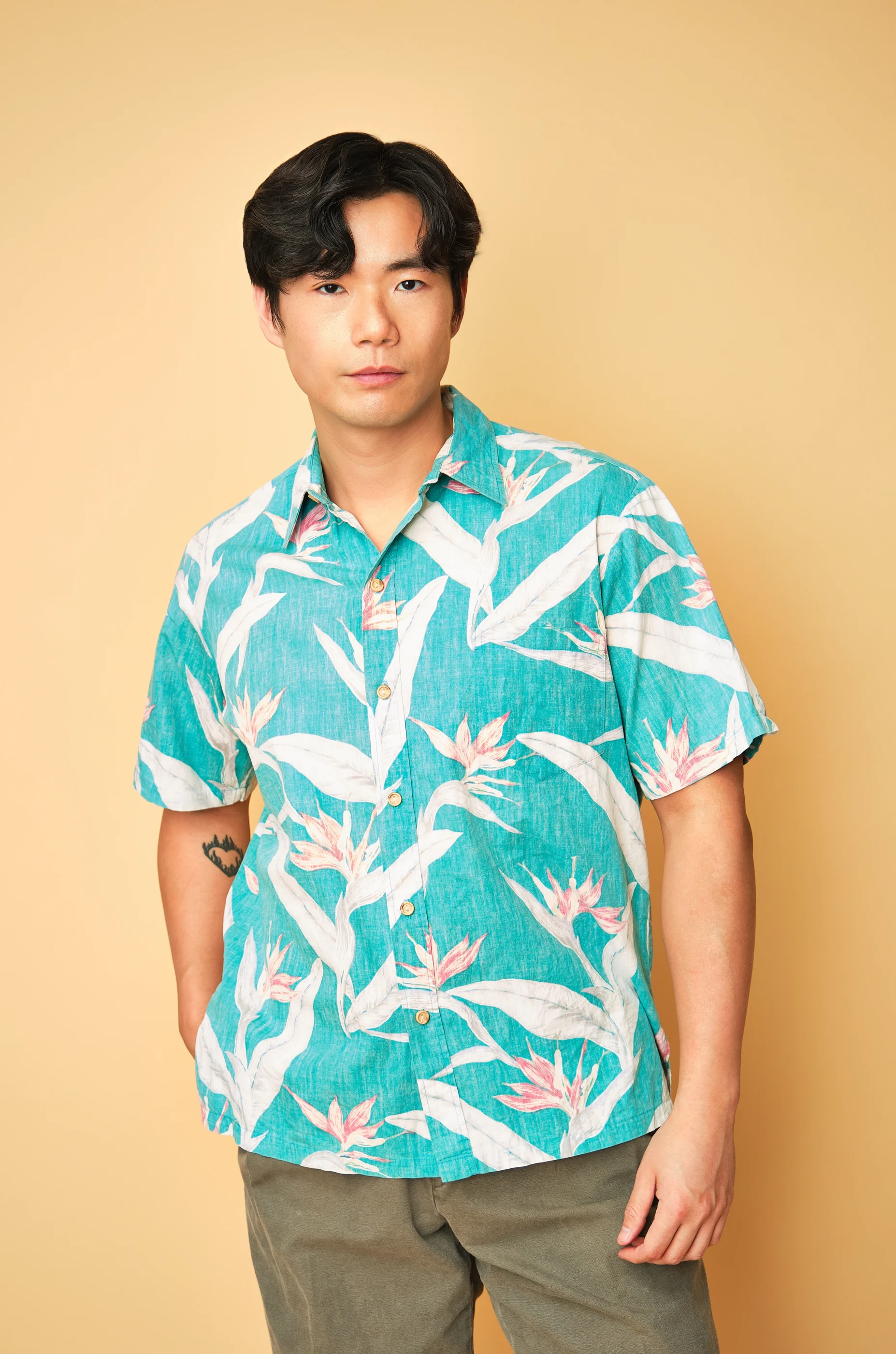 1990s Cooke Street Honolulu Turquoise Bird of Paradise Aloha Shirt – Men’s M/L - Image 2