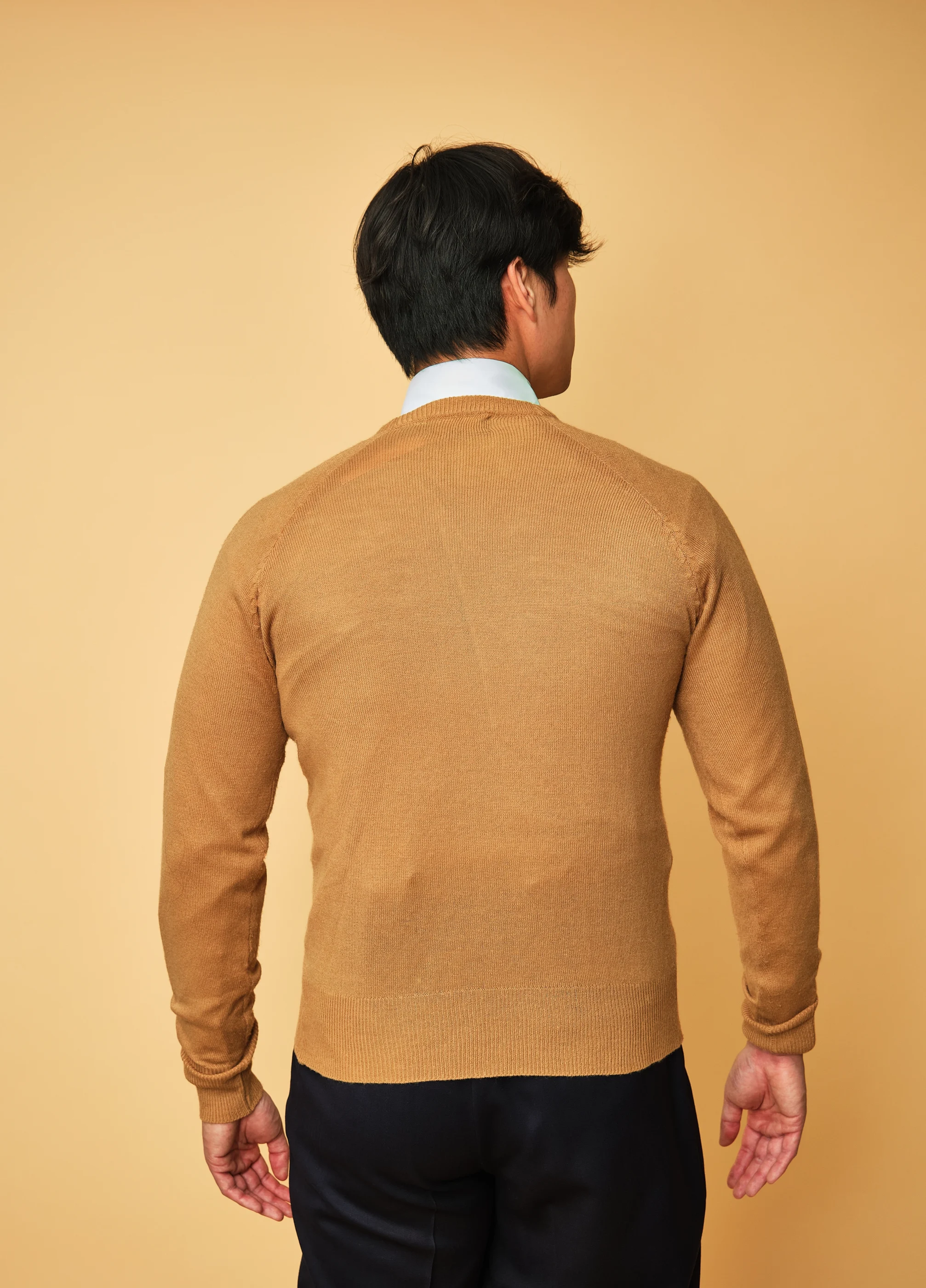 Vintage Camel V-Neck Sweater by Komon – Men’s Medium - Image 12