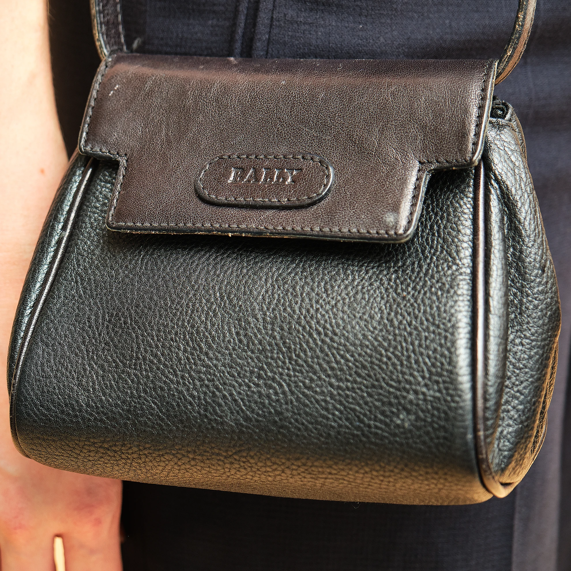 1980s/1990s Bally Black Leather Mini Crossbody Bag