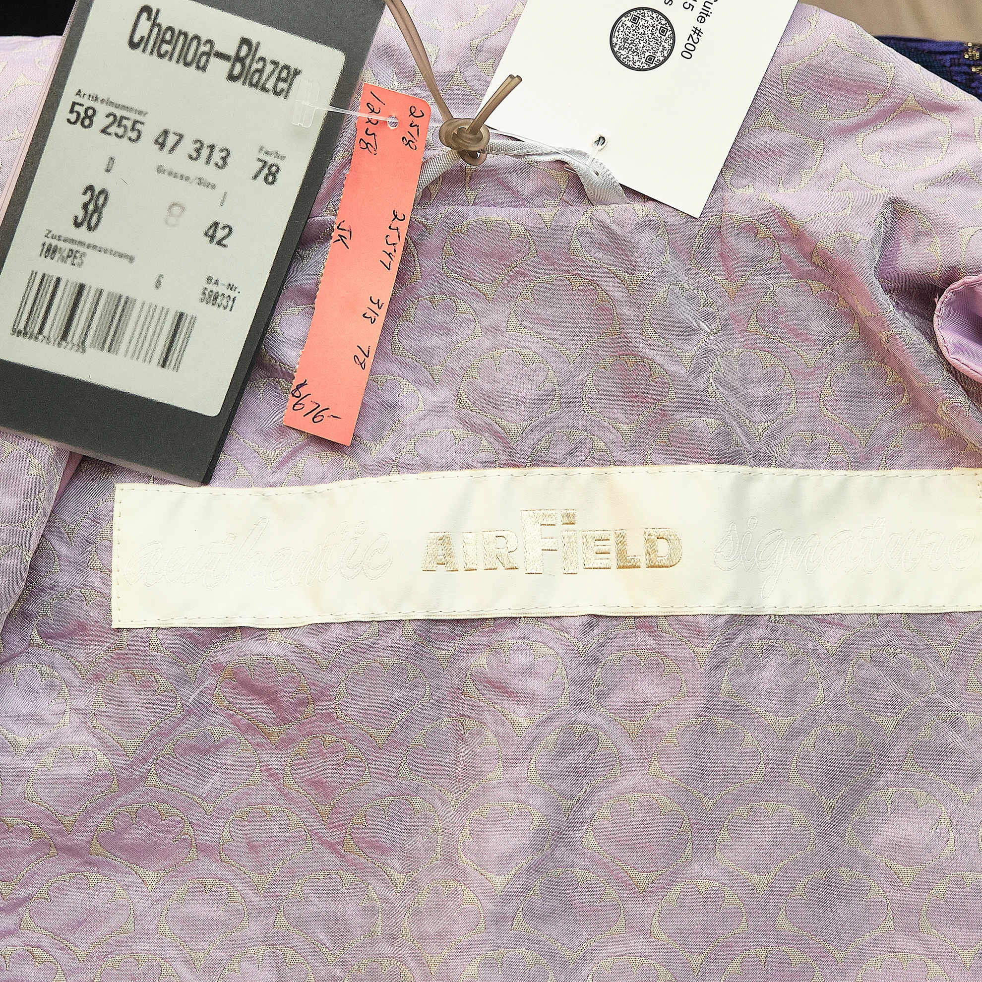 Early 2000s Airfield Authentic Signature Lavender Jacquard Chenoa Blazer, Modern US S/M - Image 7