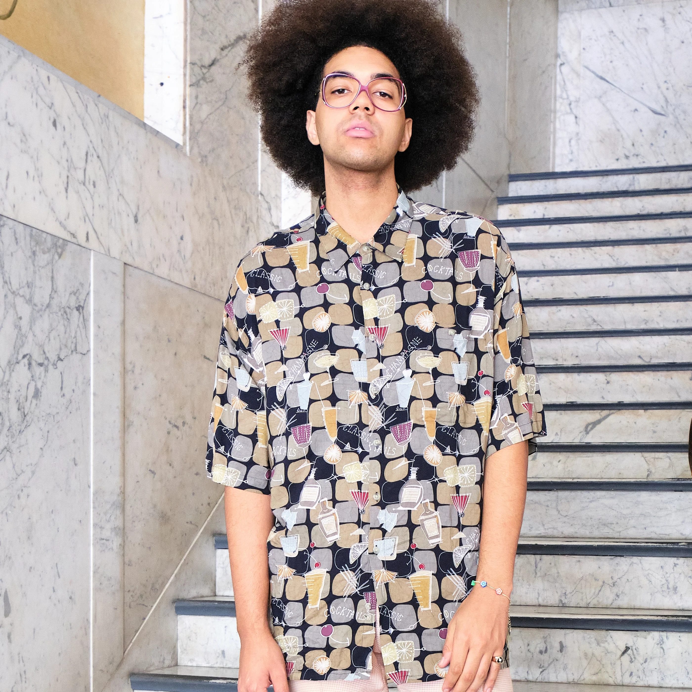 1990s Classic Cocktails Novelty Print Shirt, Modern Men’s L/XL