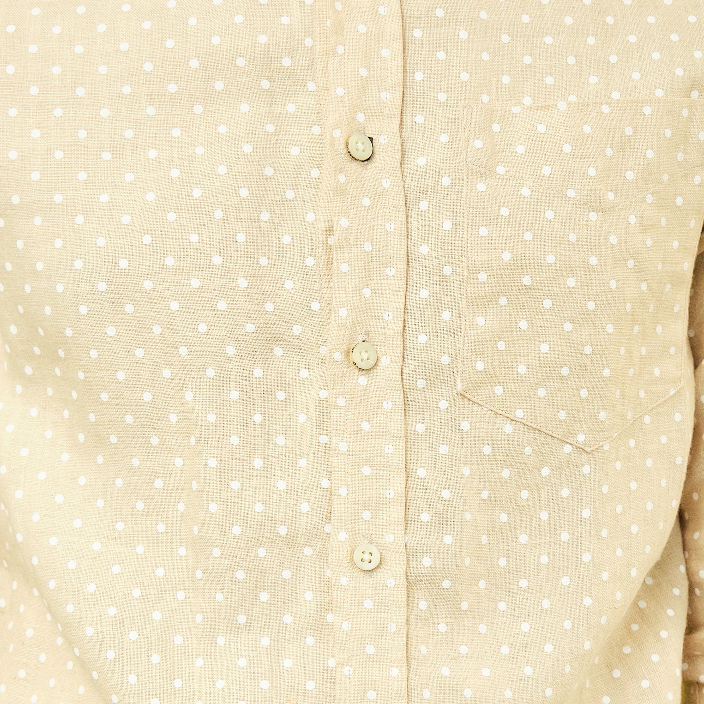 Contemporary Beige Polka Dot Long Sleeve Button-Up Shirt – Modern Men’s M - Image 6