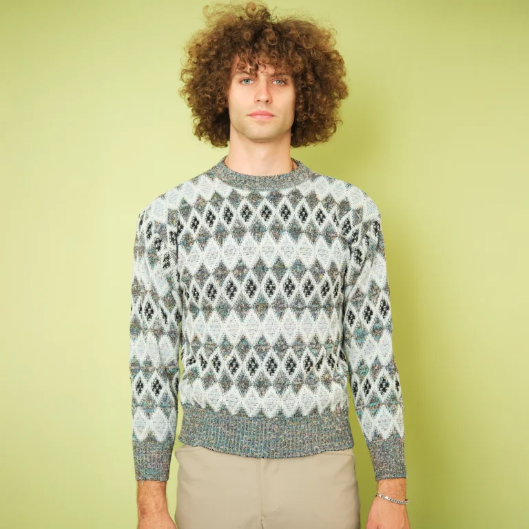 1990s LRX Pure Light Made in Italy Patterned Knit Sweater – Modern Men’s S/M to Slim M