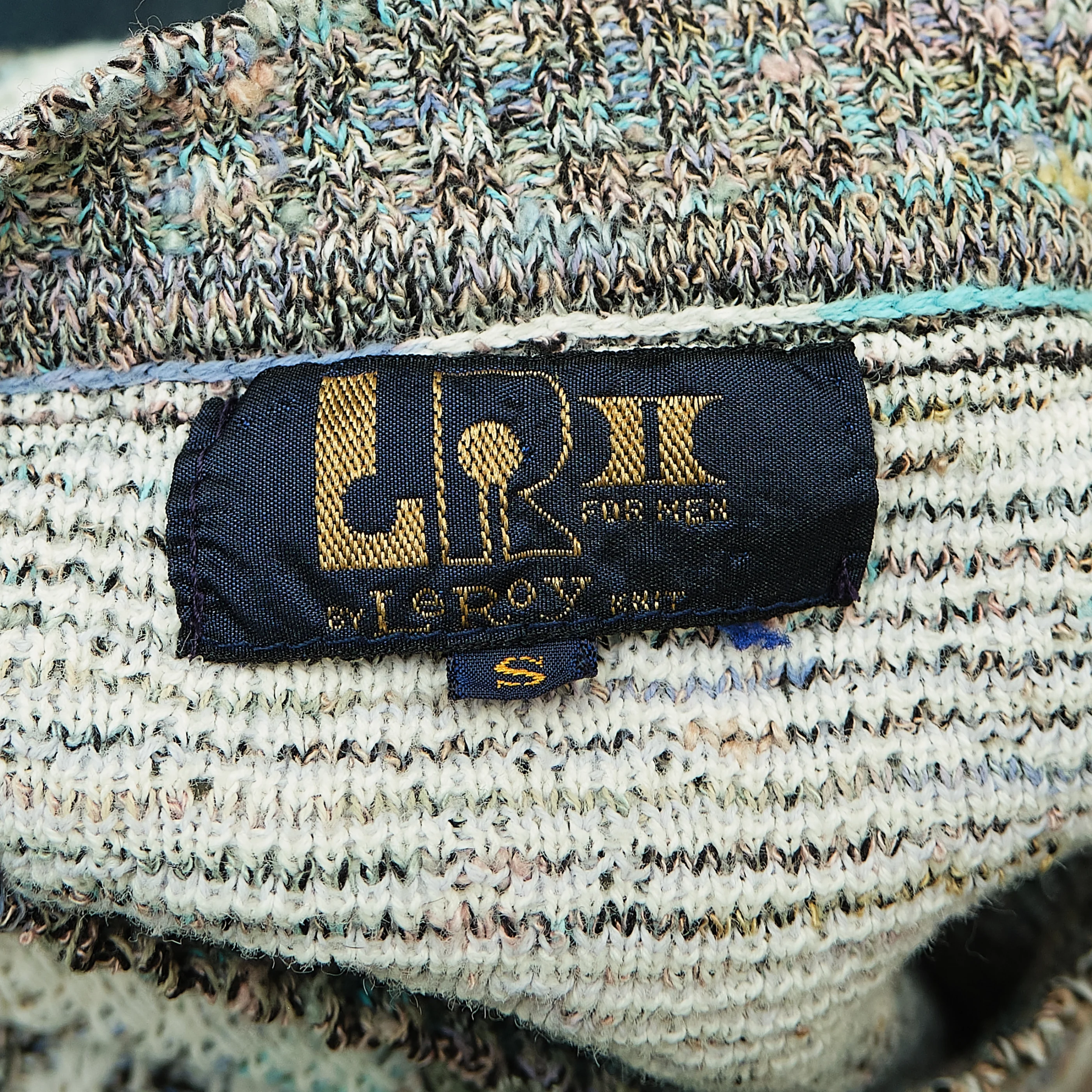 1990s LRX Pure Light Made in Italy Patterned Knit Sweater – Modern Men’s S/M to Slim M - Image 4