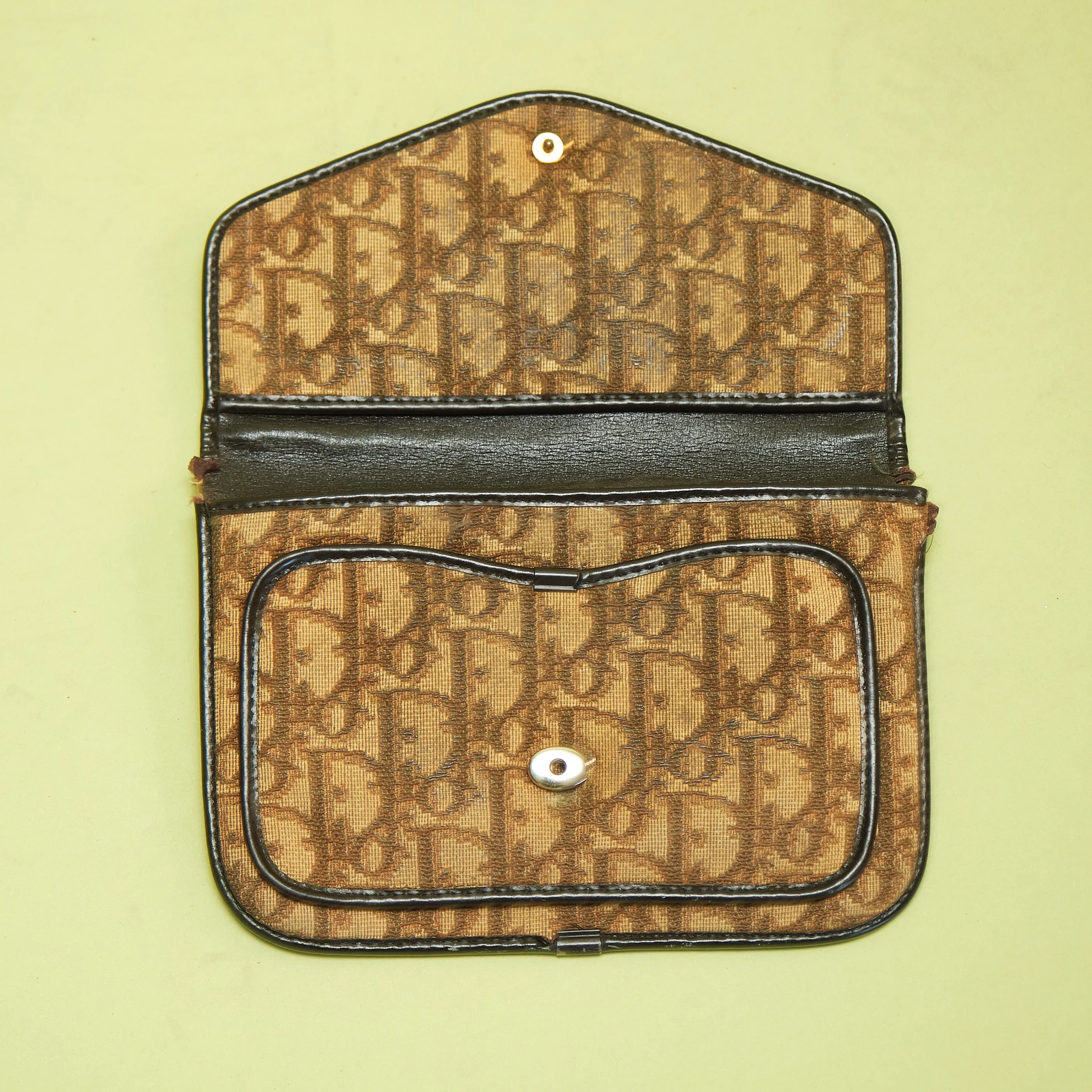 Vintage Christian Dior Brown Trotter Monogram Envelope Clutch - Image 2