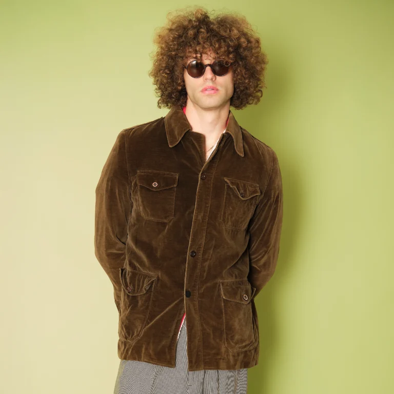 1970s McGregor Brown Cotton Velvet Safari Jacket – Modern Men’s M/L to L, 42 Chest