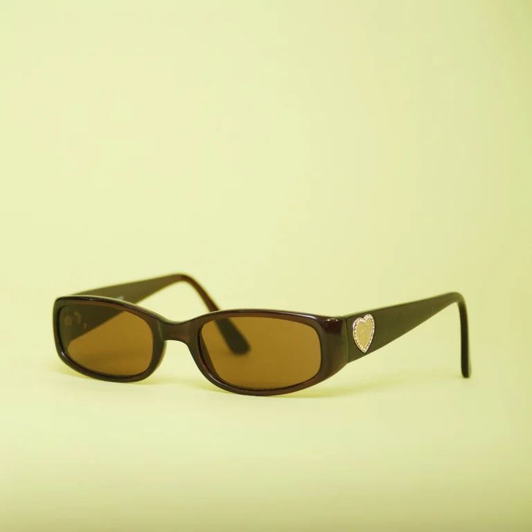 Y2K Guess Brown Rectangular Heart Sunglasses with Leopard Case