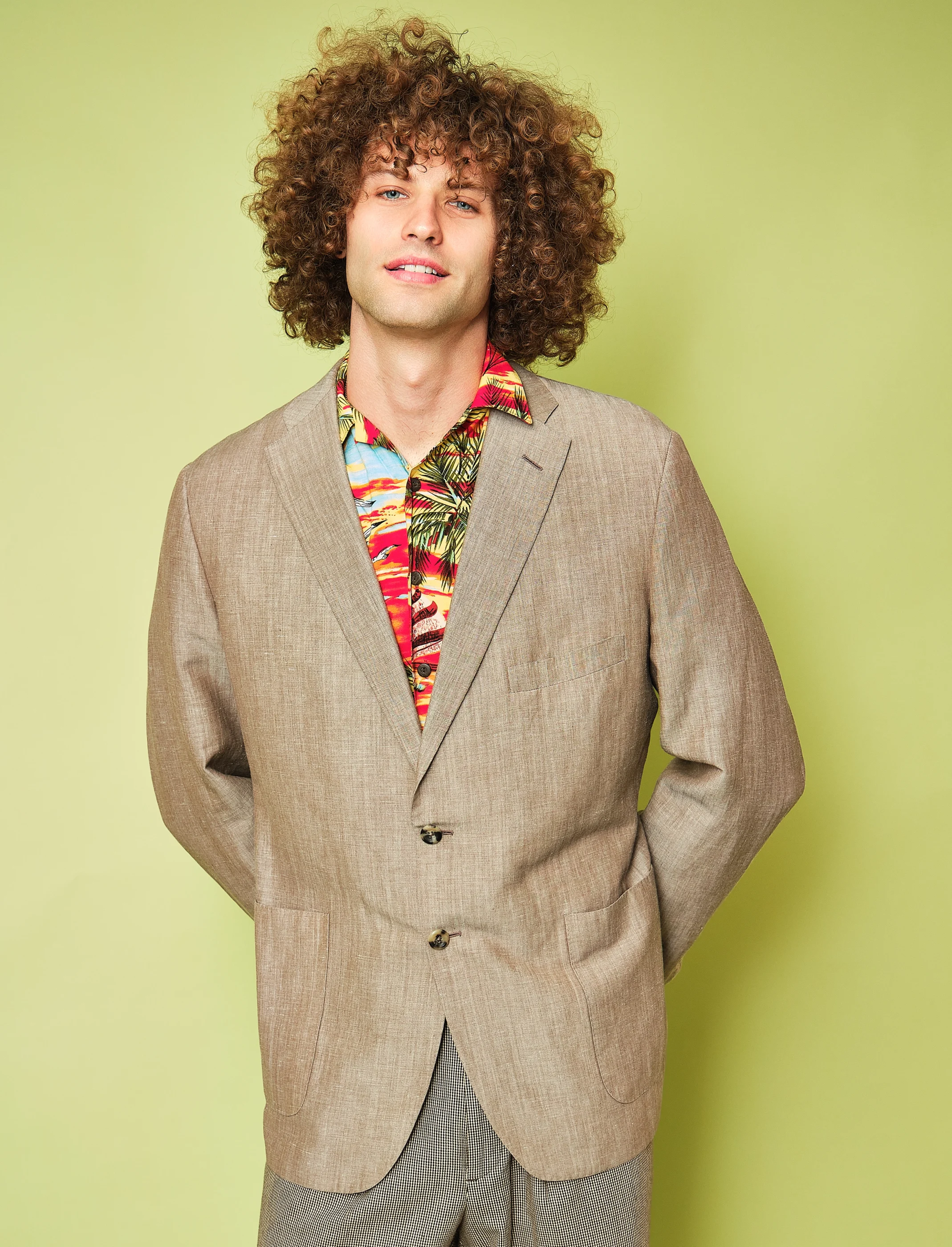1980s/1990s Holland & Sherry Beige Slub Weave Patch Pocket Blazer – Modern Men’s L/XL, 42/44 Chest - Image 4