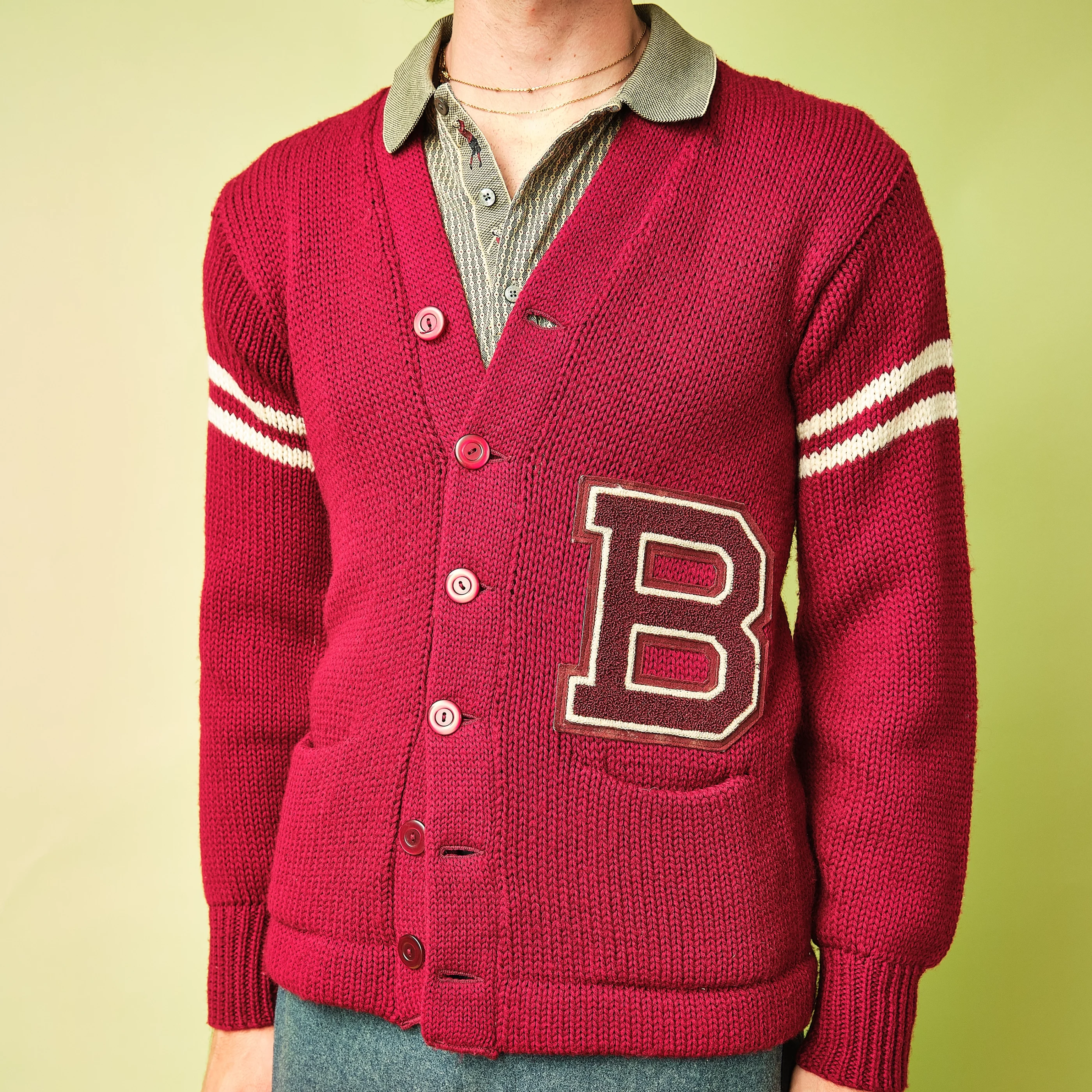 1950s/1960s Wight’s Sporting Goods Red Varsity Letterman Cardigan – Modern Men’s M/L, 40/42 Chest - Image 4