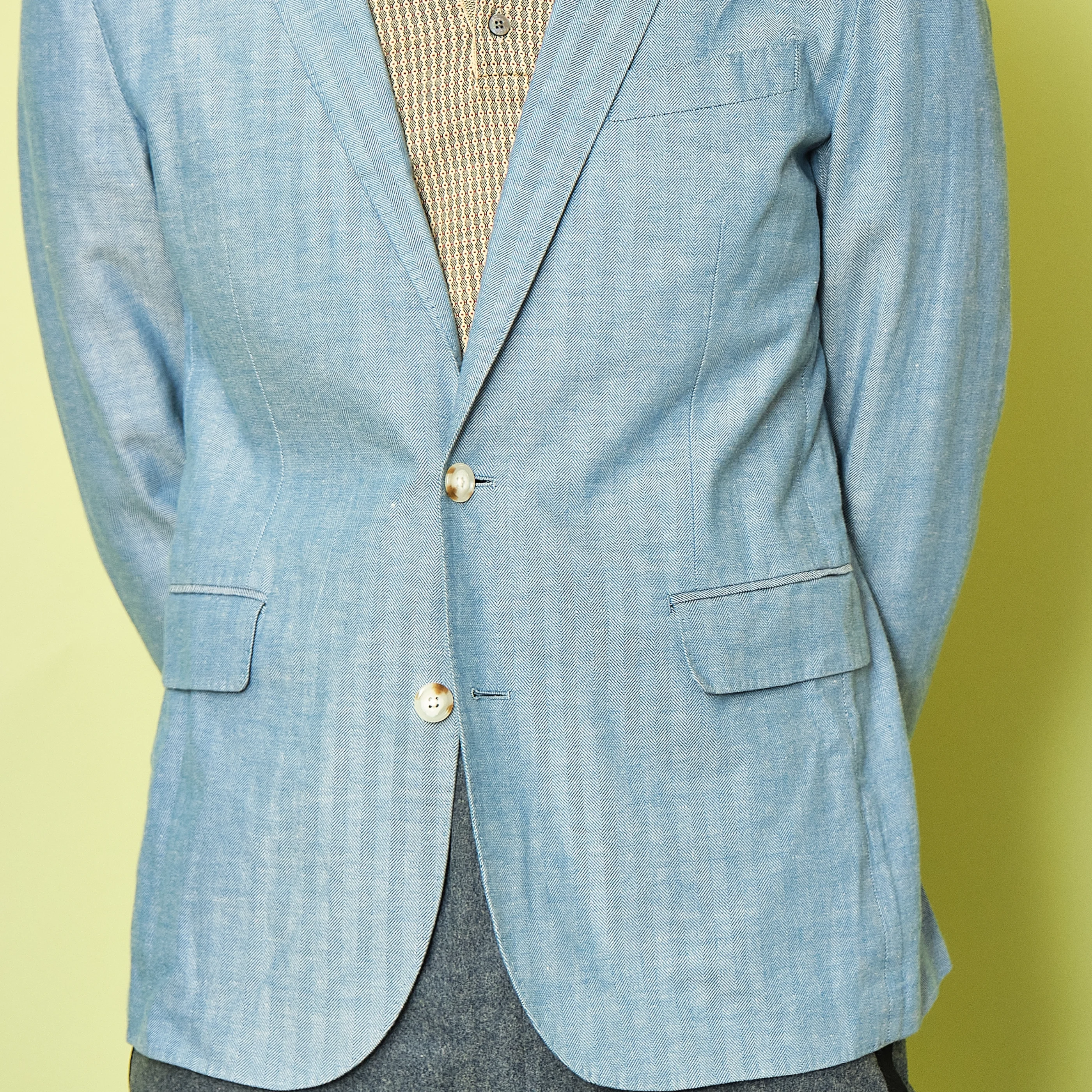 J.Crew Ludlow Light Blue Herringbone Blazer – Modern Men’s 40R / EU 50R - Image 4