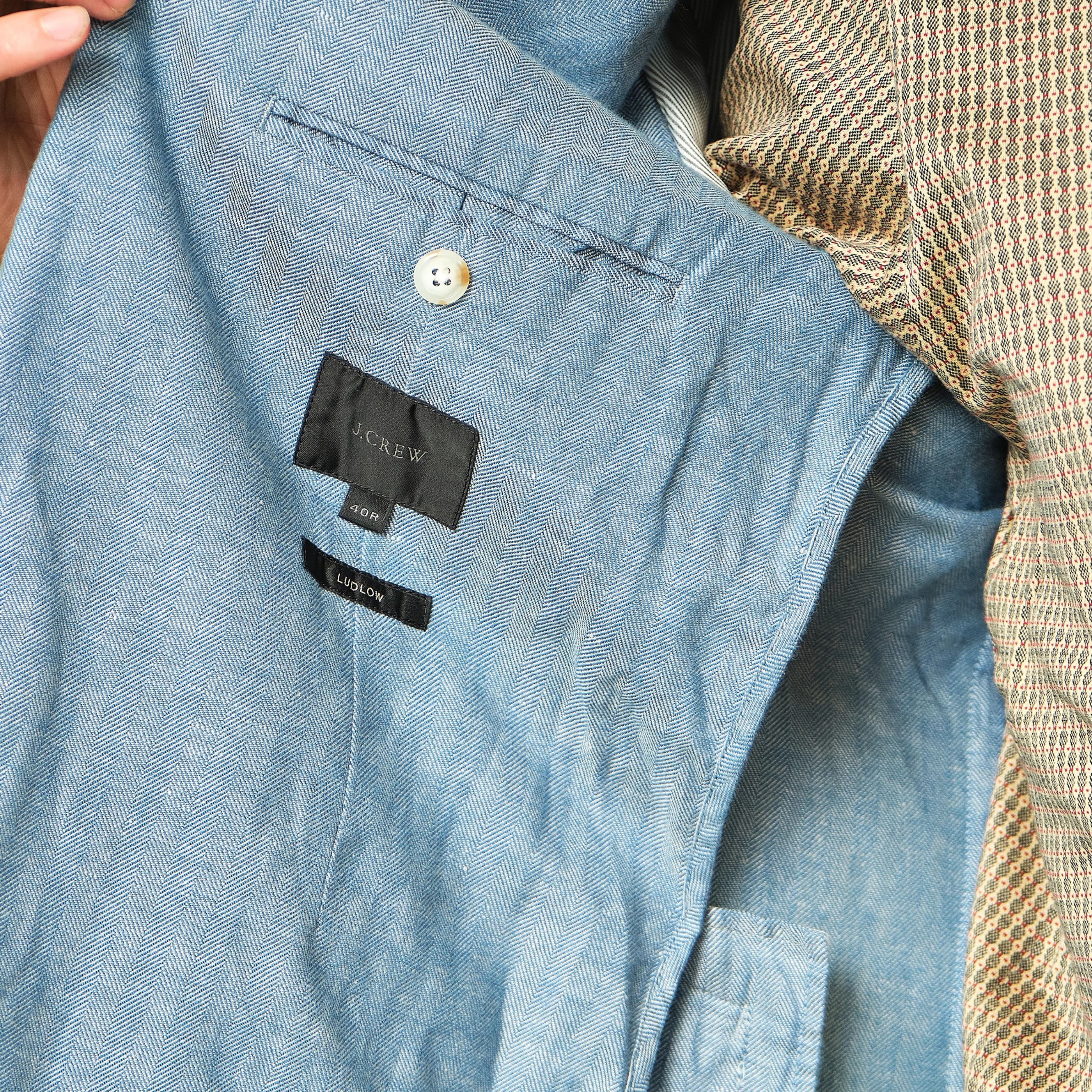J.Crew Ludlow Light Blue Herringbone Blazer – Modern Men’s 40R / EU 50R - Image 5