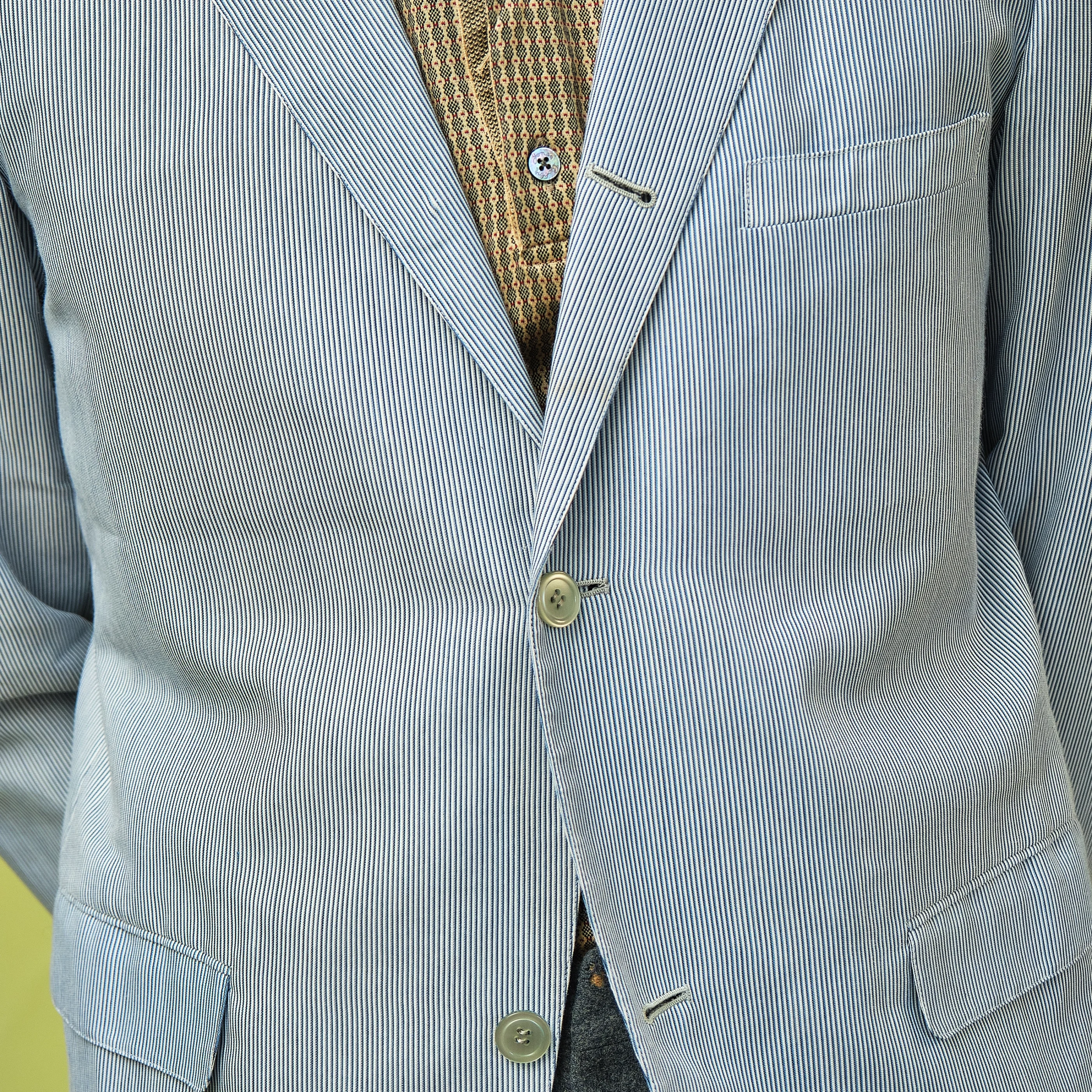 Vintage Brooks Brothers Blue & White Seersucker Blazer – Modern Men’s M/L / Approx 40R - Image 3