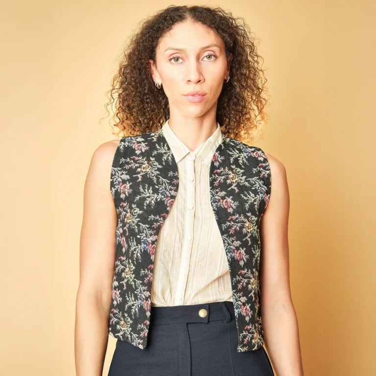 1960s Mode-Makers by Ben Goodman Black Floral Tapestry Vest, Medium