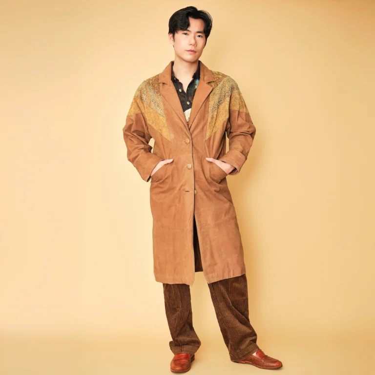 1980s/1990s Adler Tan Suede Patchwork Leather Duster Coat