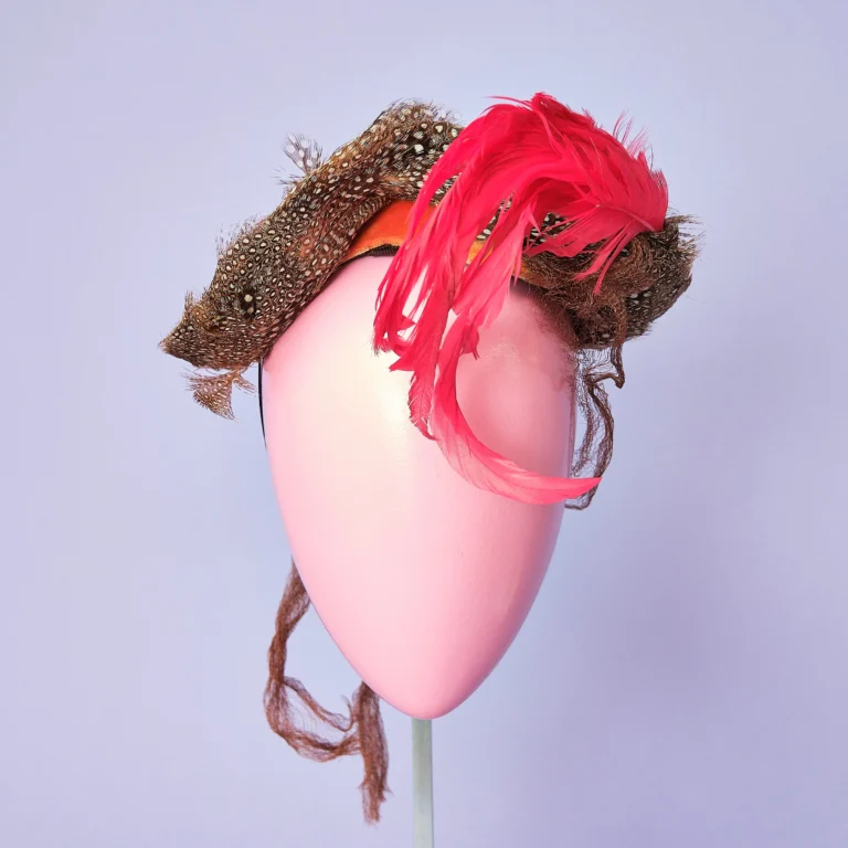 1940s/50s Marion Valle Feather Cocktail Hat for Michael Ann Marshall Field Annex