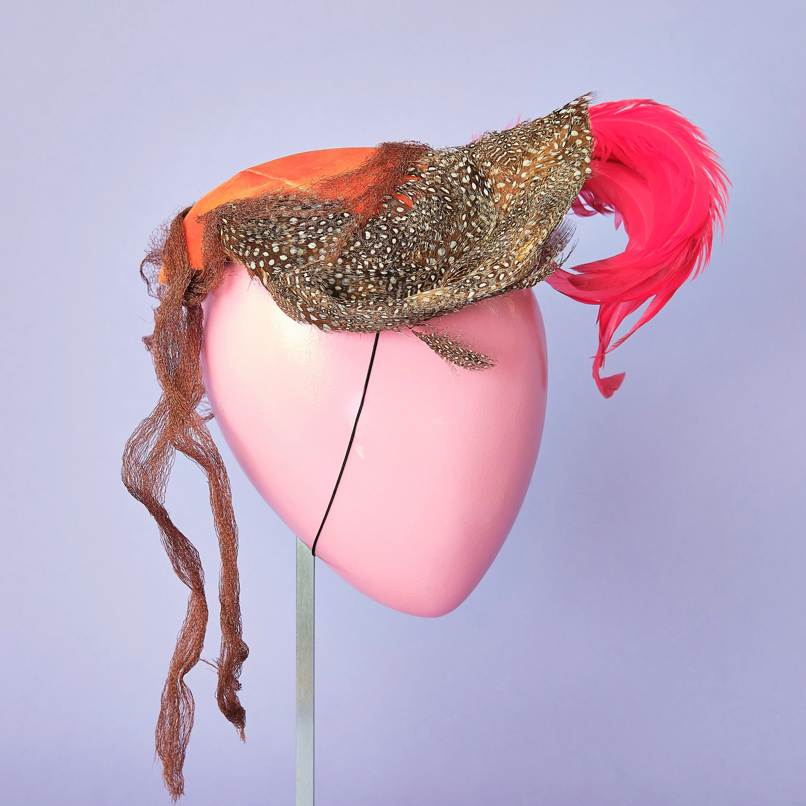 1940s/50s Marion Valle Feather Cocktail Hat for Michael Ann Marshall Field Annex - Image 3