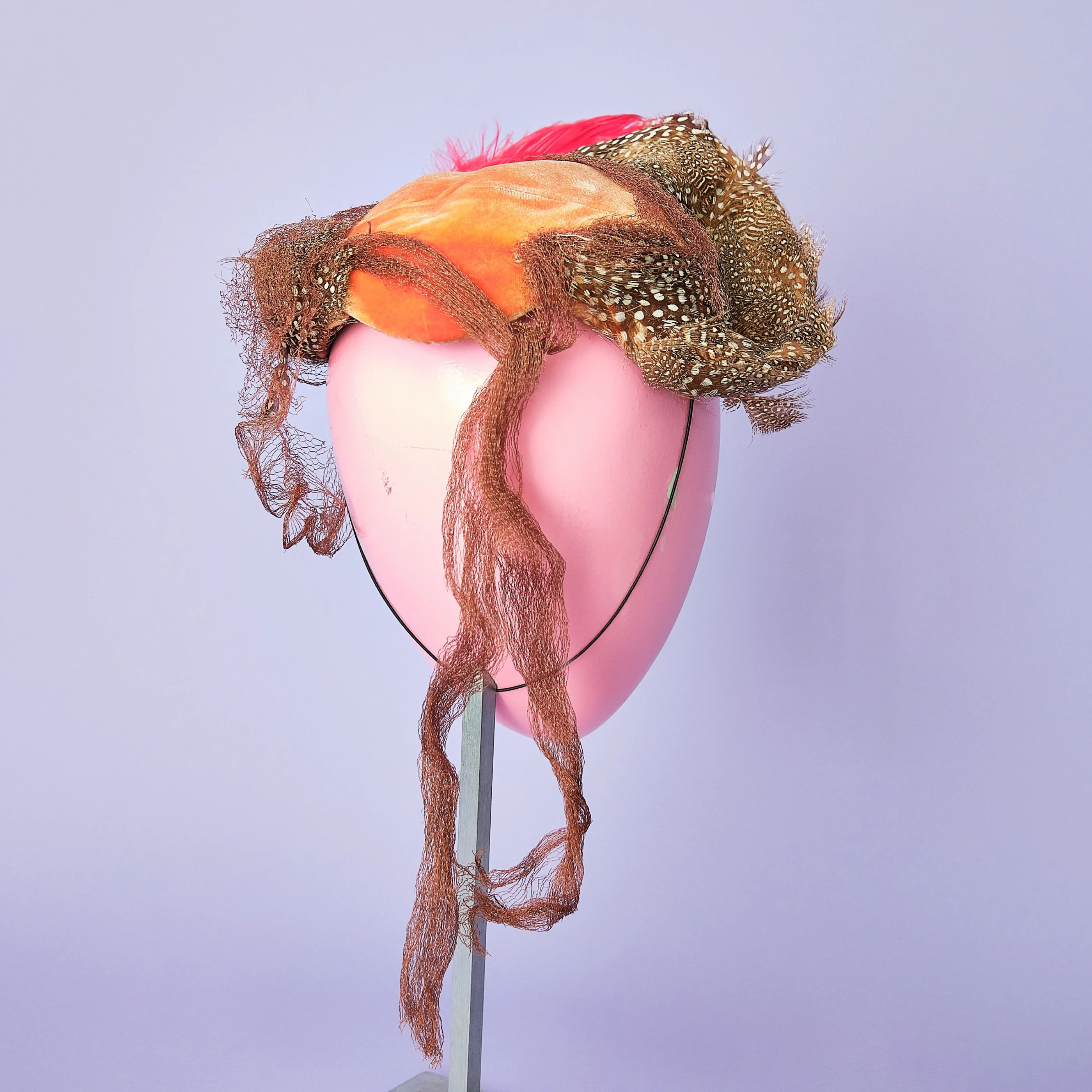 1940s/50s Marion Valle Feather Cocktail Hat for Michael Ann Marshall Field Annex - Image 4