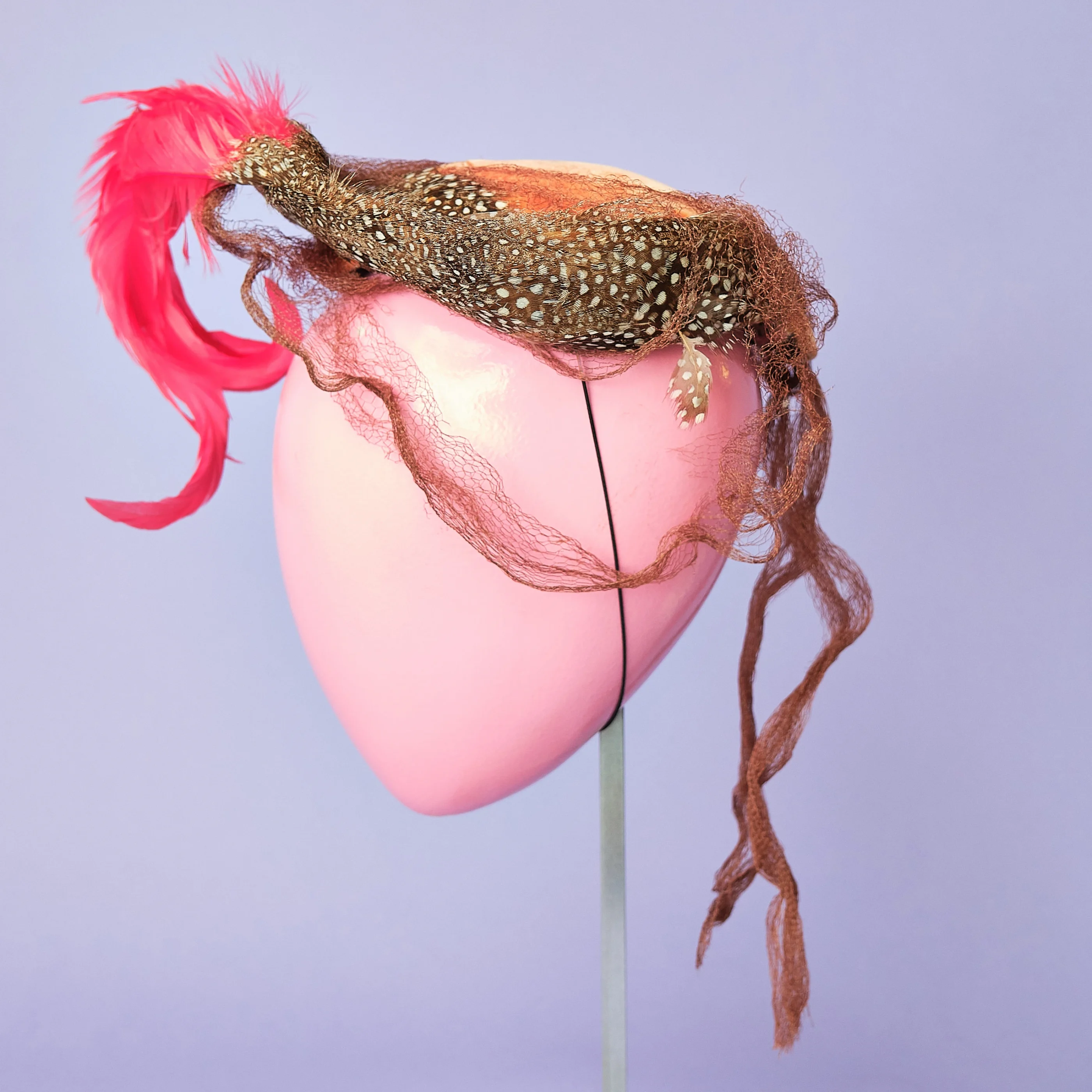 1940s/50s Marion Valle Feather Cocktail Hat for Michael Ann Marshall Field Annex - Image 5