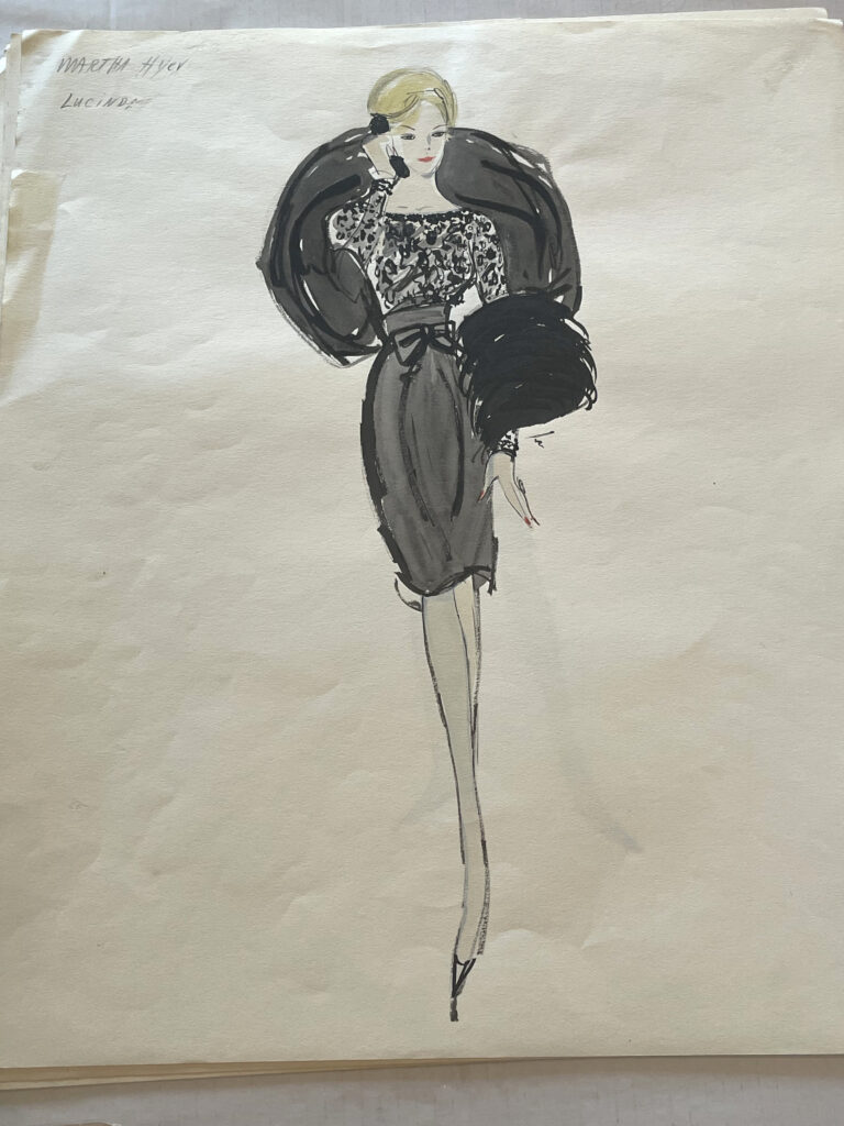 Original black costume design study from the Tom Culver Estate
